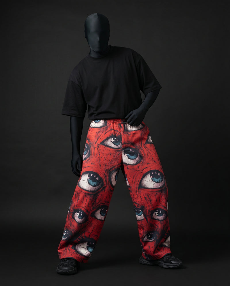 Ocular Crimson Printed Baggy Pants
