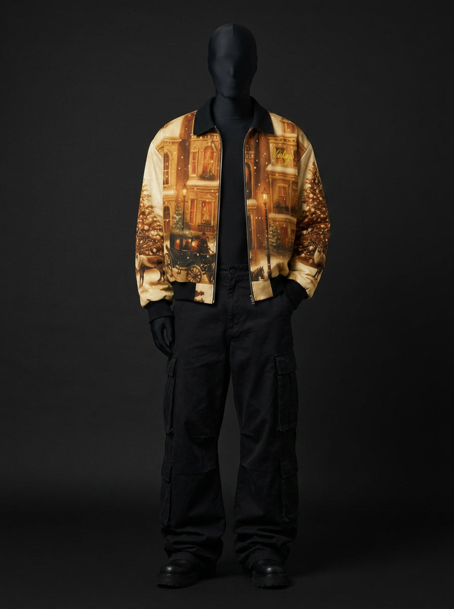 Fur-Lined Zip-Up Jacket - Vintage Golden Hour