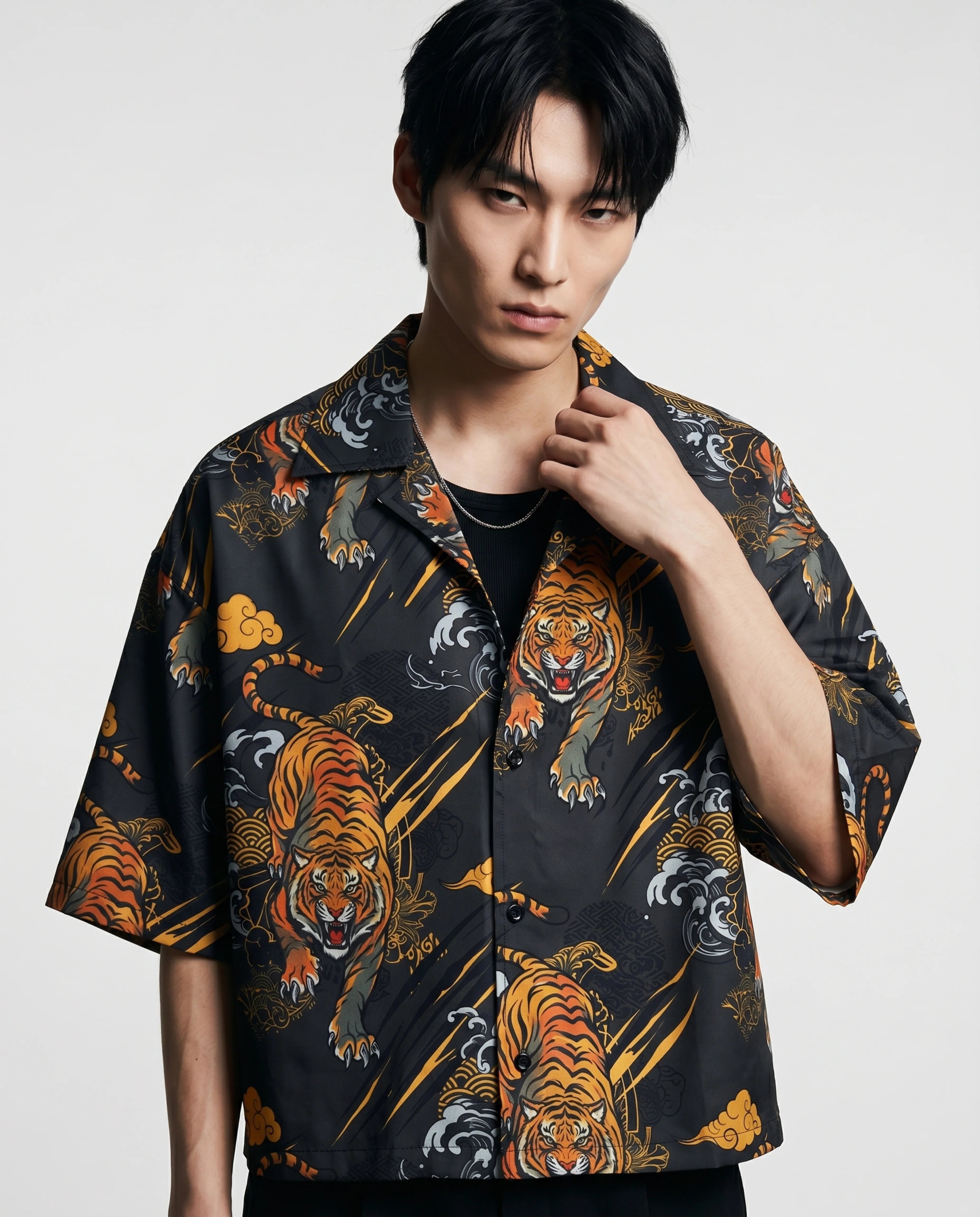 The Rebellion Tiger Boxy-Fit Cuban Shirt CLAZZEY