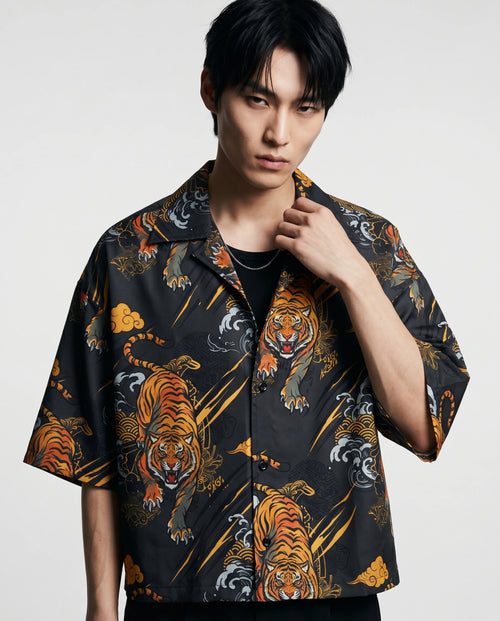 The Rebellion Tiger Boxy-Fit Cuban Shirt