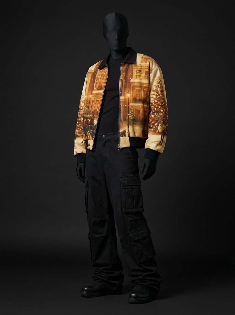 Fur-Lined Zip-Up Jacket - Vintage Golden Hour