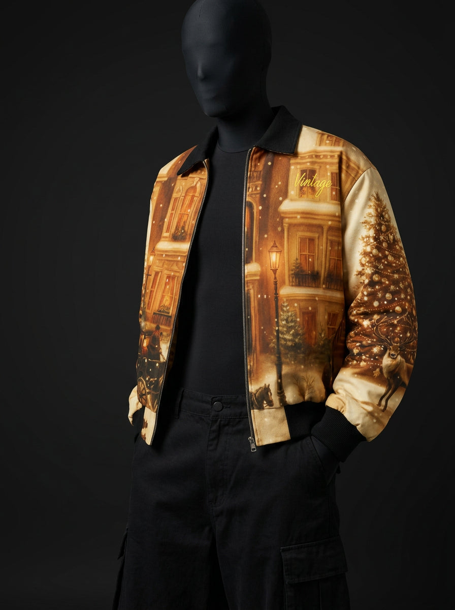 Fur-Lined Zip-Up Jacket - Vintage Golden Hour