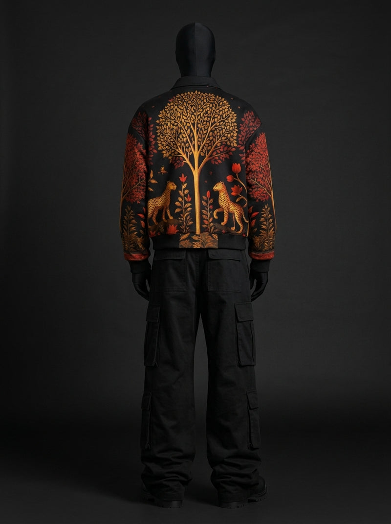Artistic Wildwood Leopard Fur-Lined Zip-Up Jacket