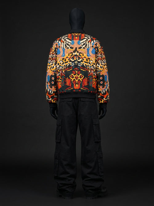 Abstract Savanna Multicolor Fur-Lined Zip-Up Jacket
