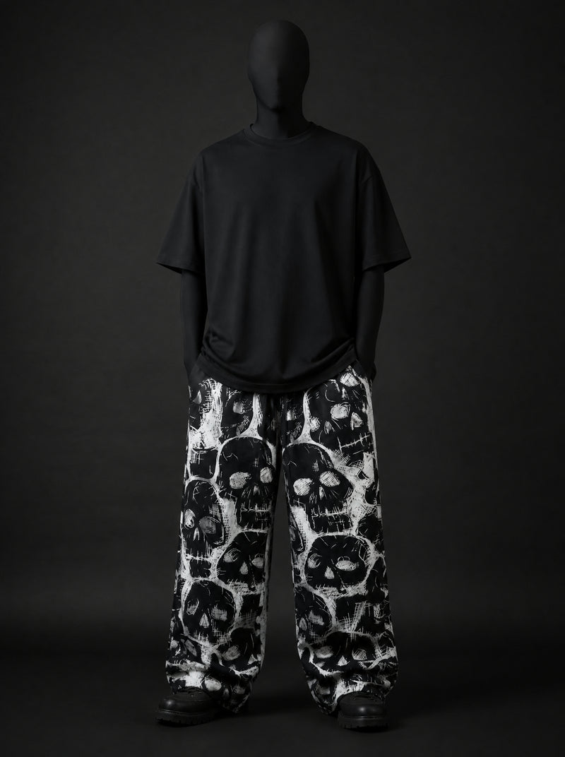 Spectral Skull Printed Baggy Pants