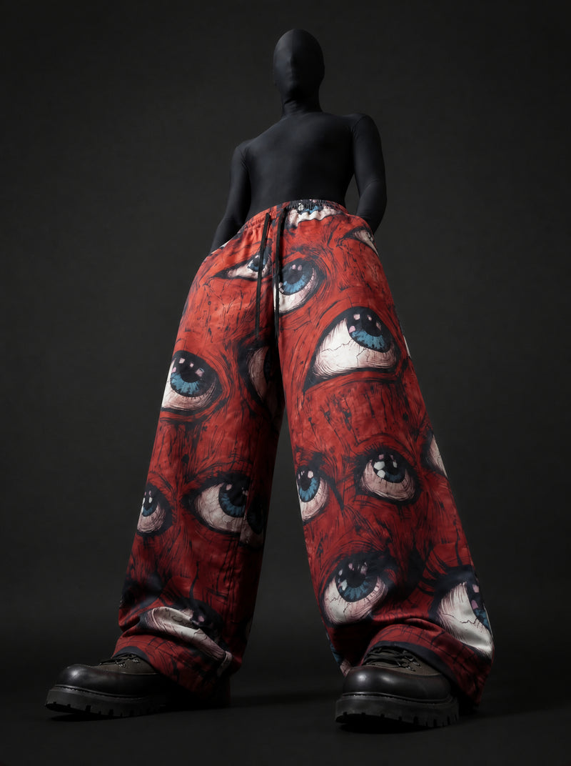 Ocular Crimson Printed Baggy Pants