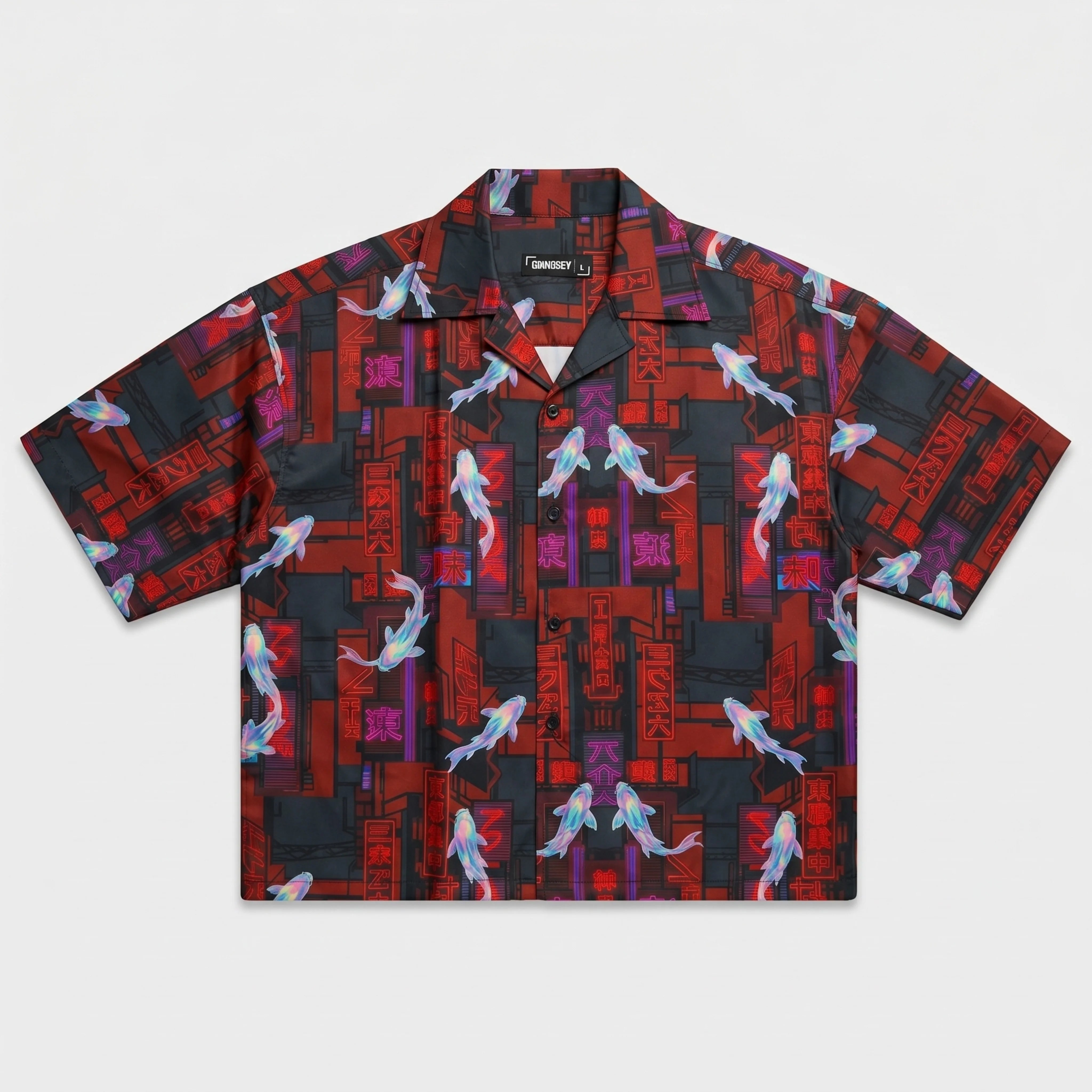 The Cyberpunk Koi Boxy-Fit Cuban Shirt CLAZZEY