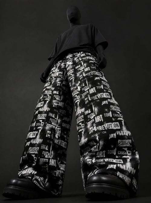Revolt Print Baggy Pants