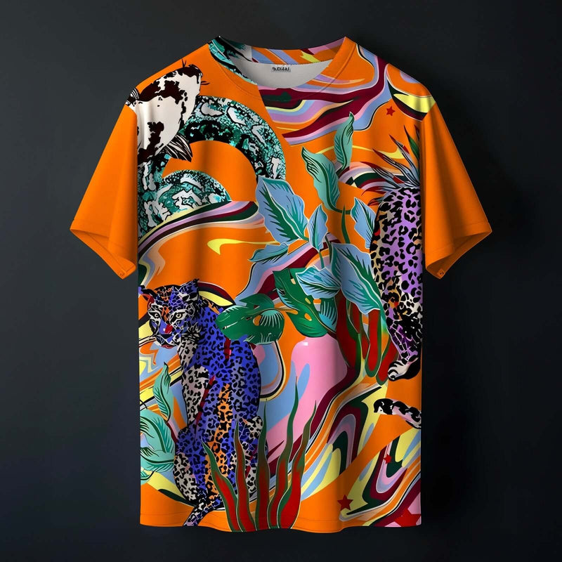 Jungle Trip Printed Tee for Bold Nature Streetwear Style
