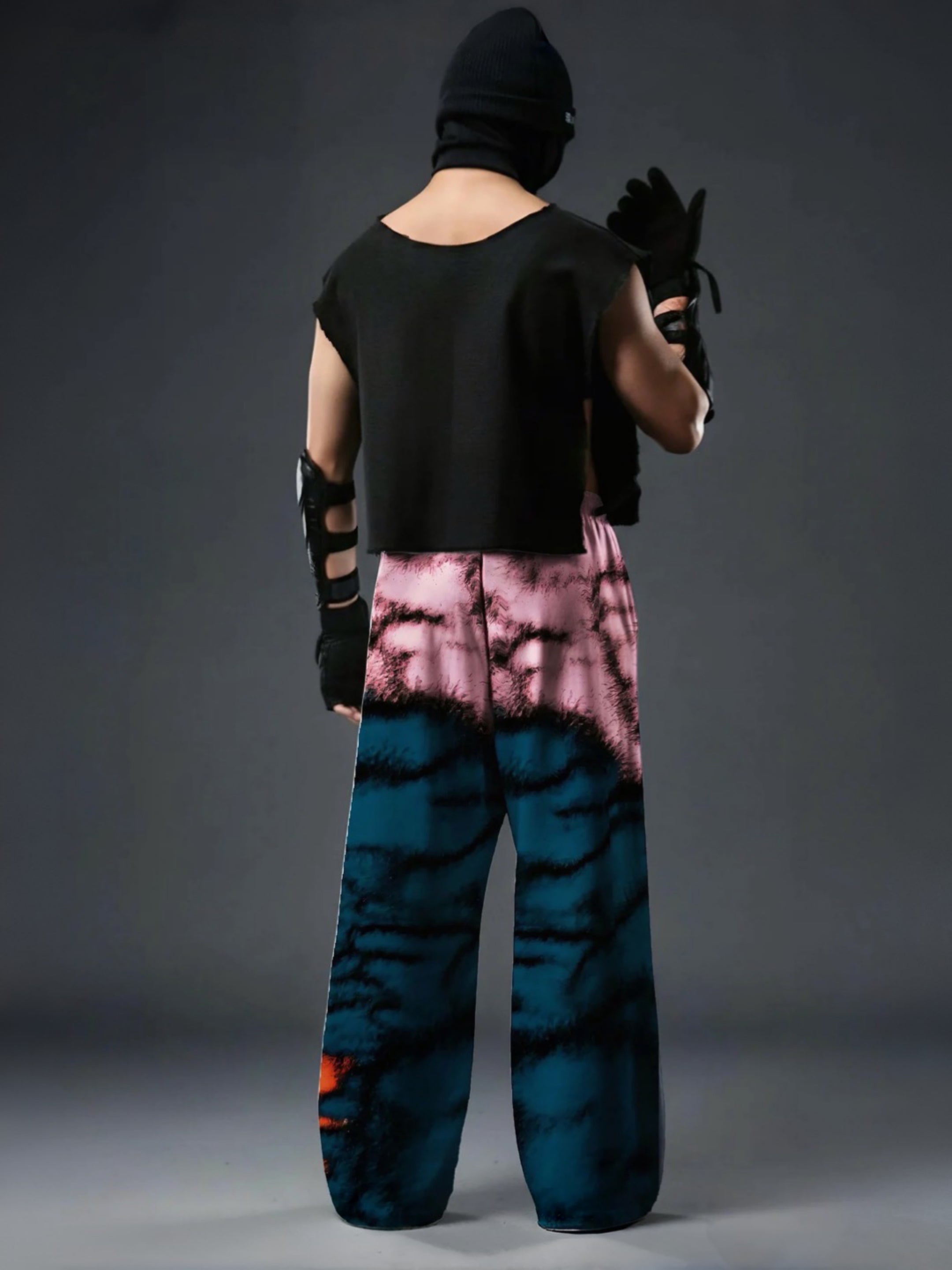 Azure Ember Abstract Printed Baggy Pants