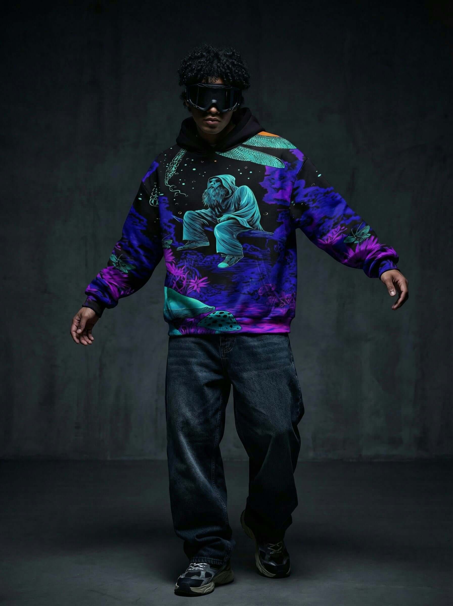 Mystic Monk Graphic Hoodie – Cosmic Streetwear Print