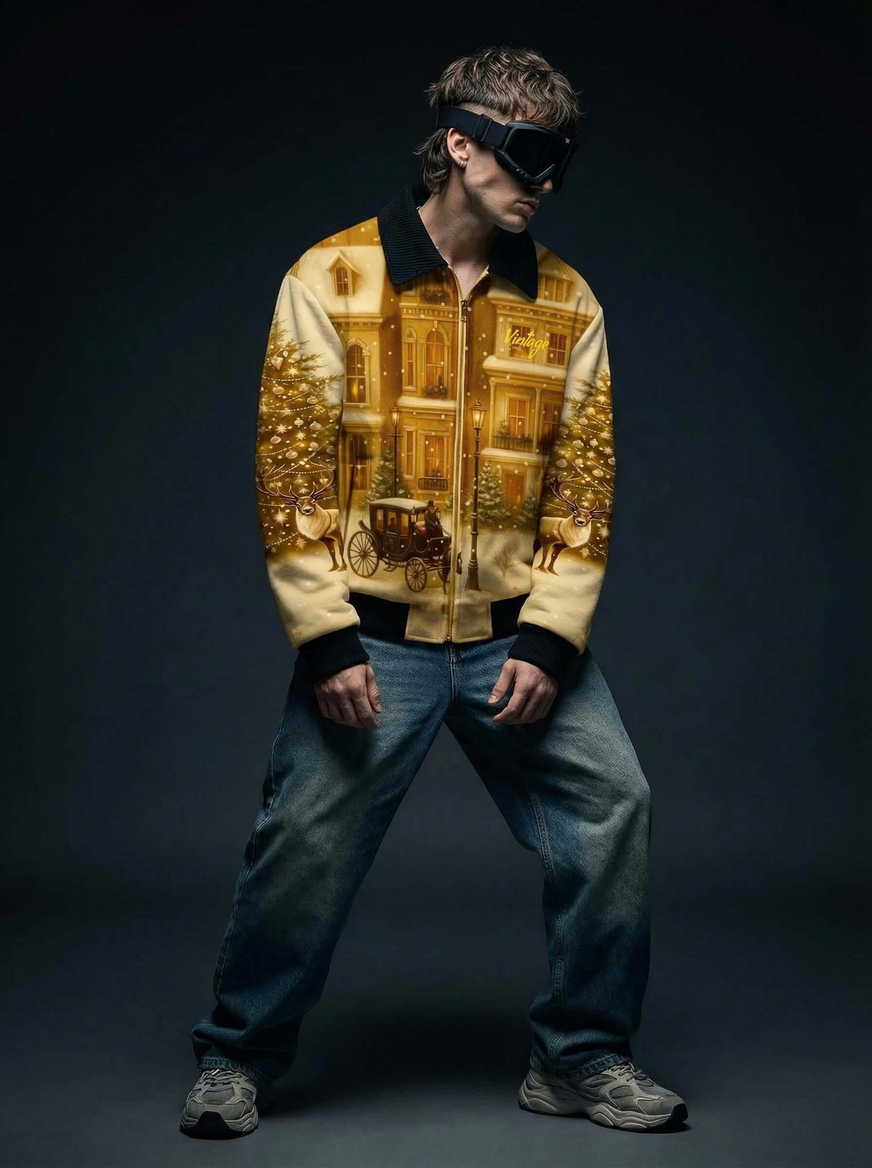 Fur-Lined Zip-Up Jacket - Vintage Golden Hour