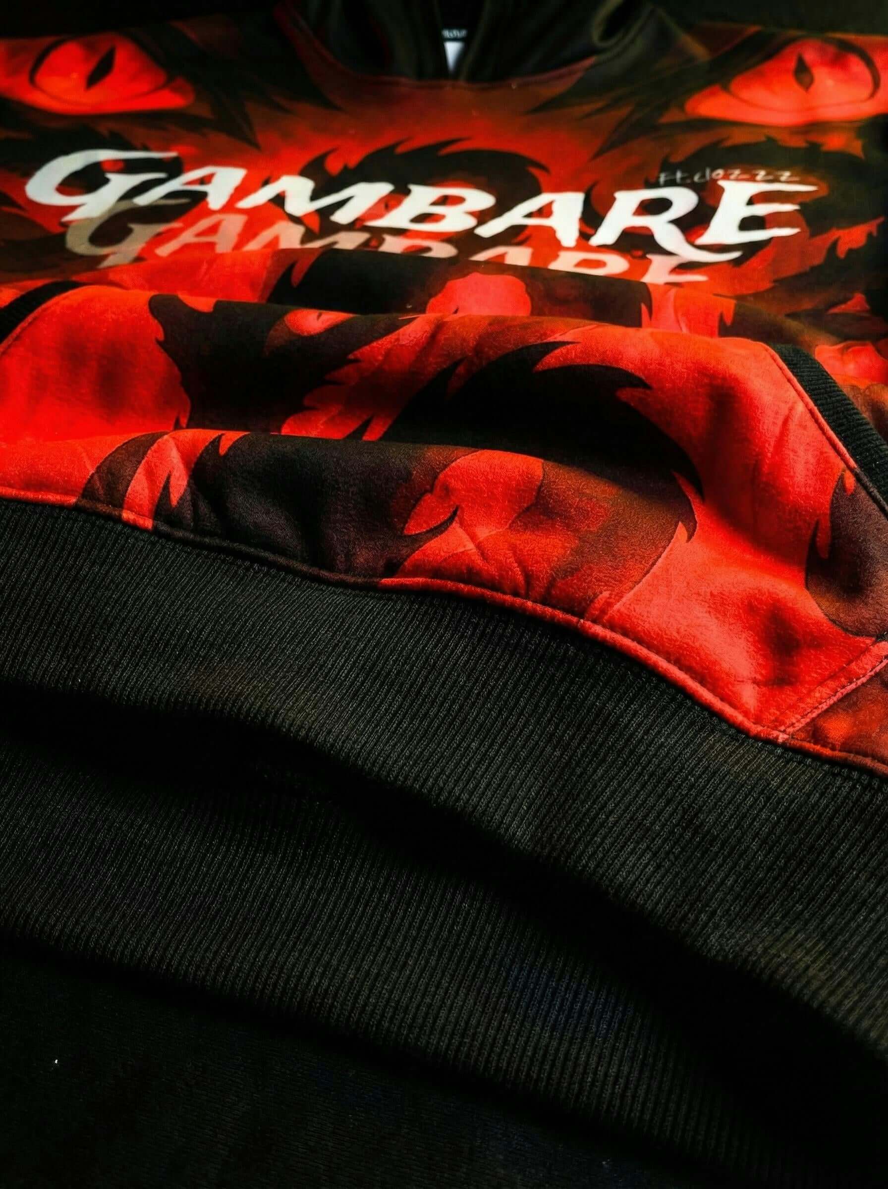 Gambare Anime Graphic Hoodie – Fiery Red Streetwear Print