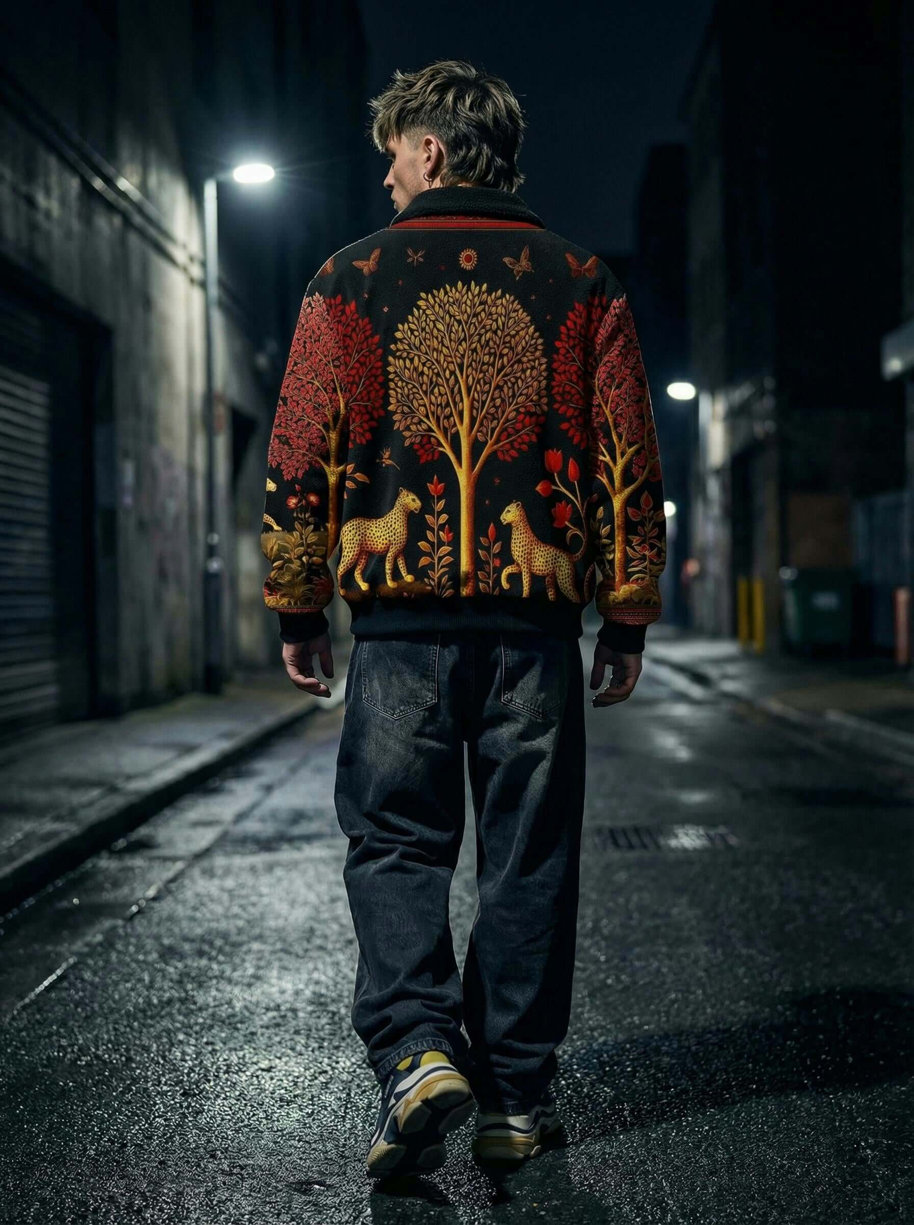 Artistic Wildwood Leopard Fur-Lined Zip-Up Jacket