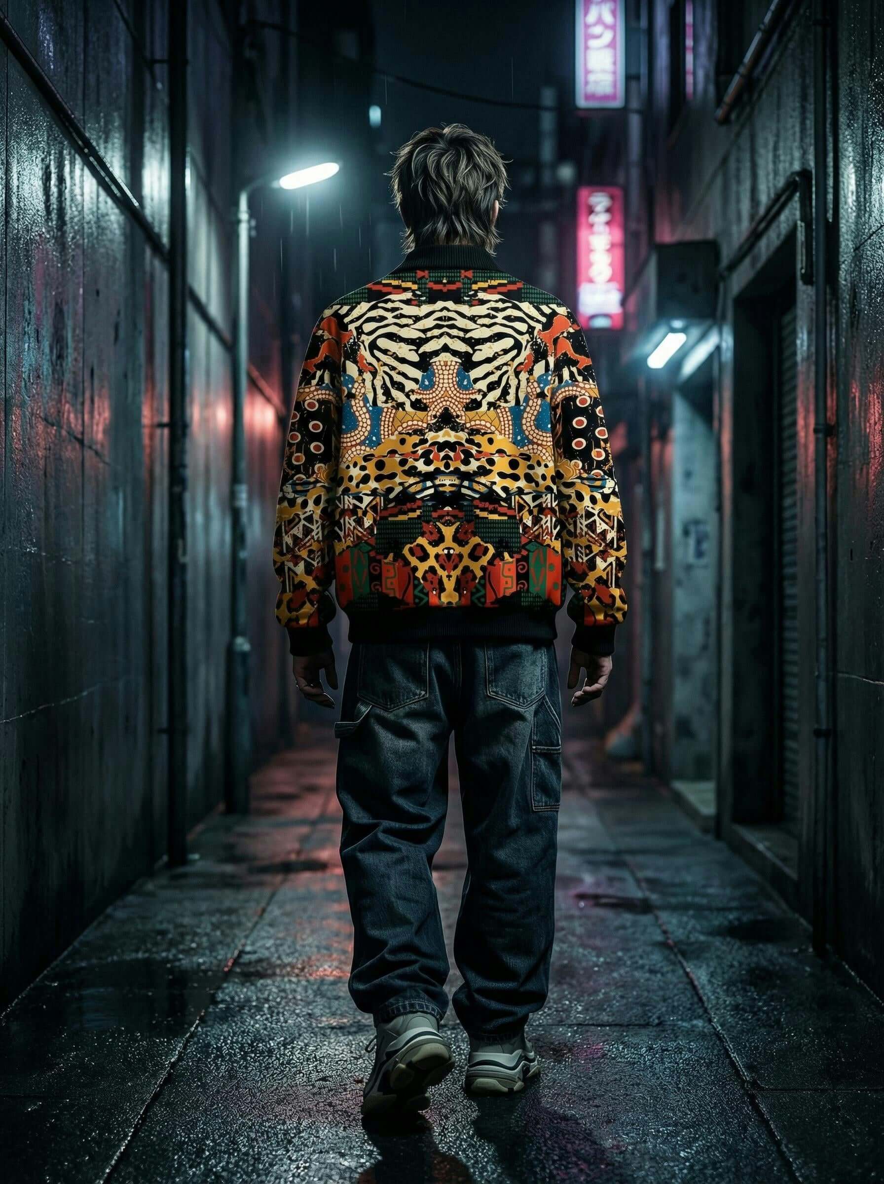 Abstract Savanna Multicolor Fur-Lined Zip-Up Jacket