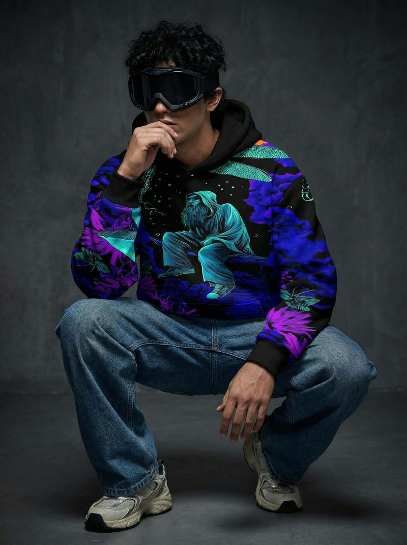 Mystic Monk Graphic Hoodie – Cosmic Streetwear Print