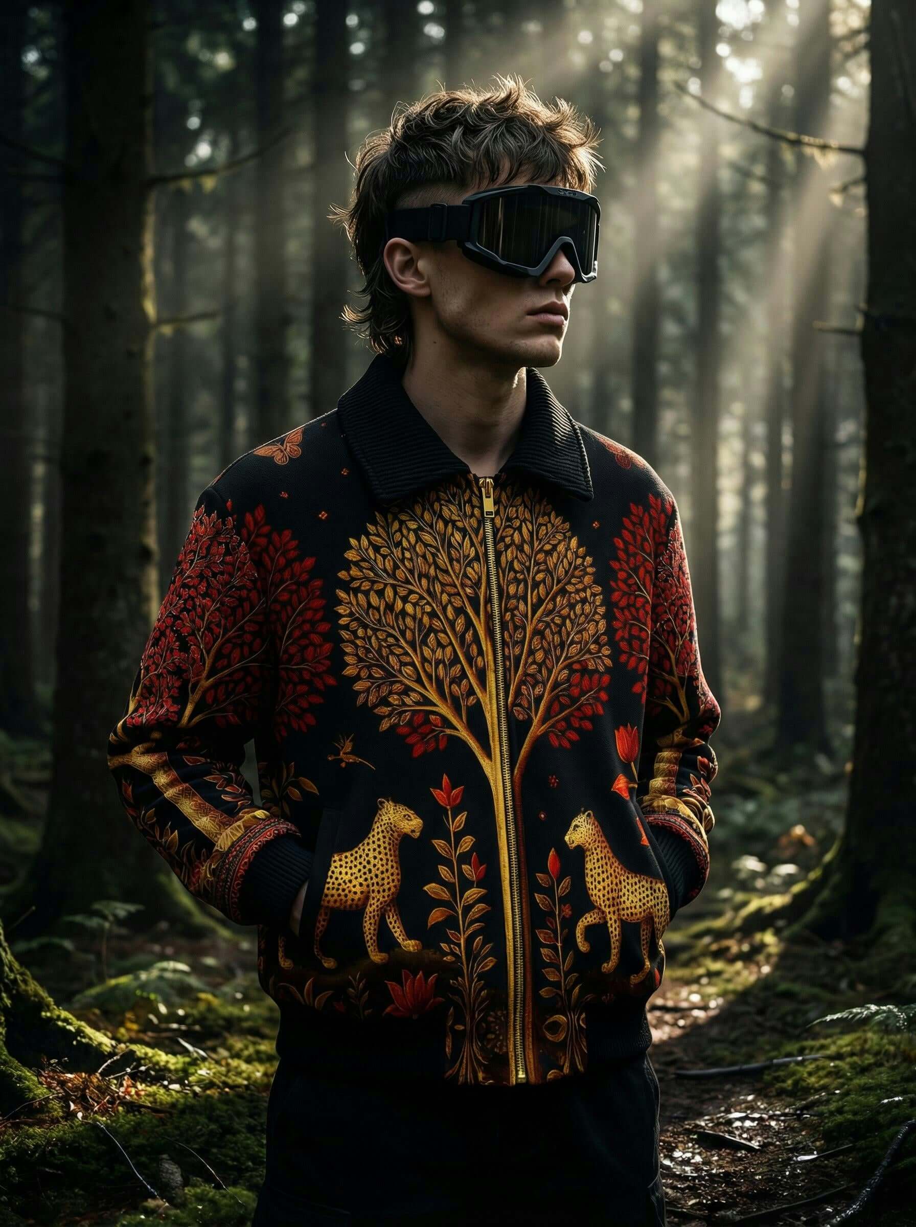 Artistic Wildwood Leopard Fur-Lined Zip-Up Jacket