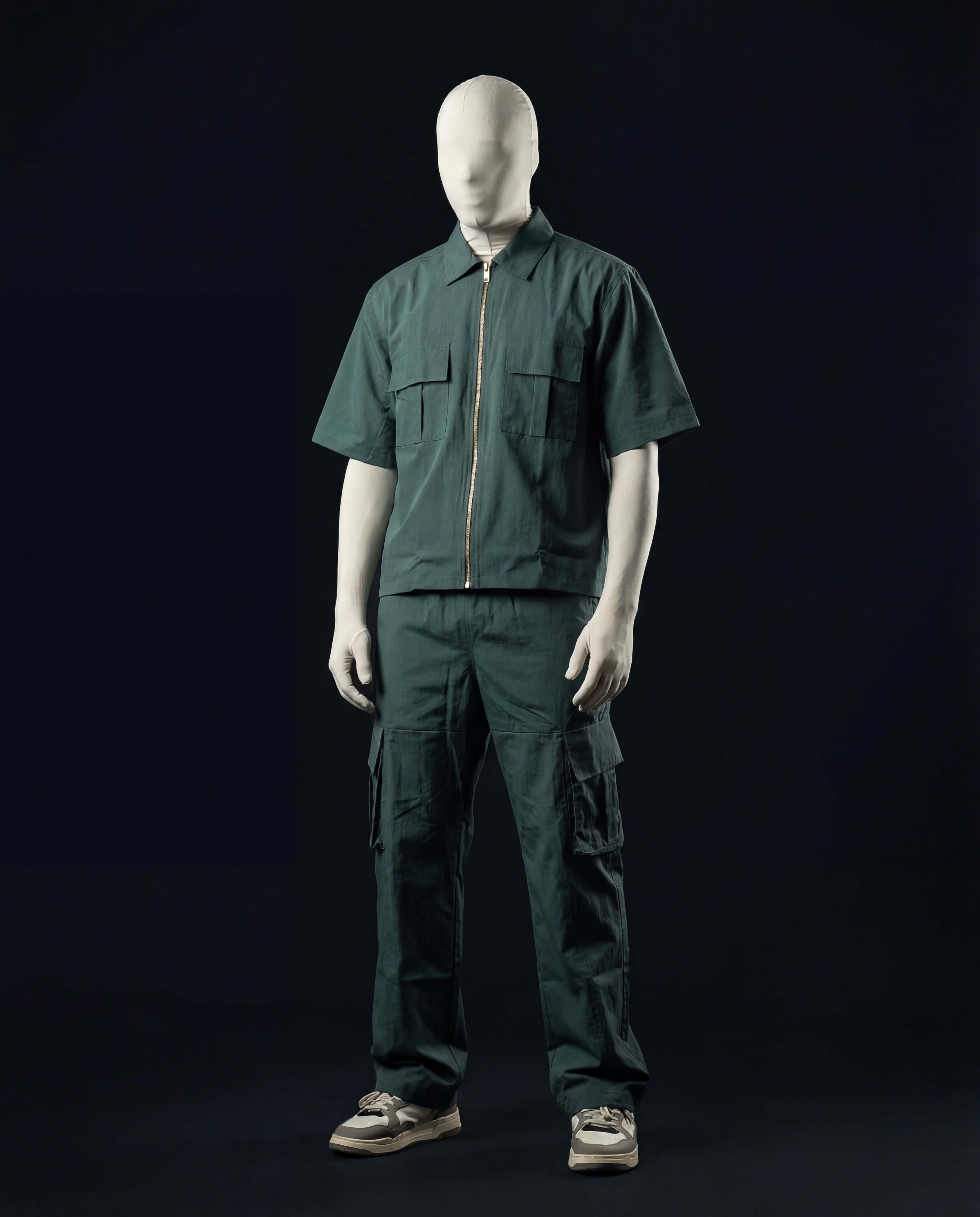 teal utility zip co-ord set for men