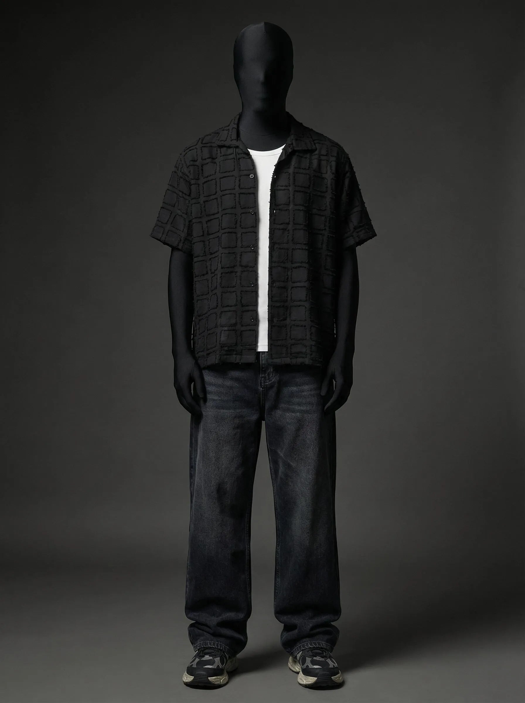 Black boxed Furr Knitted Shirt