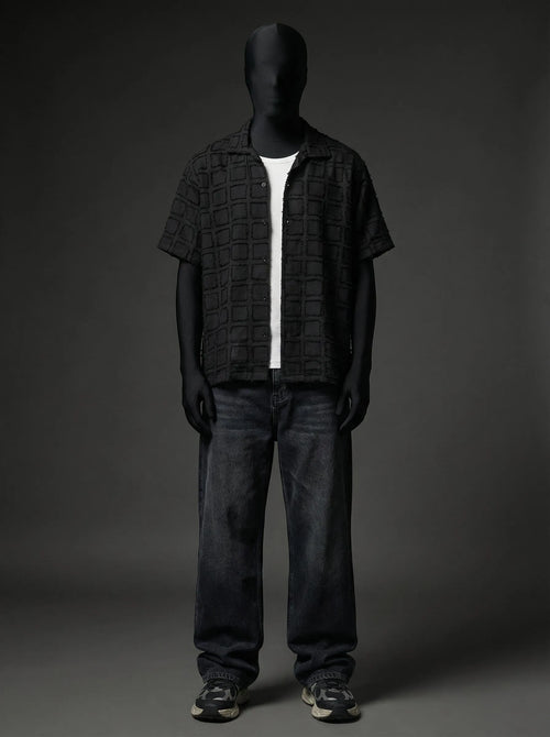 Black boxed Furr Knitted Shirt
