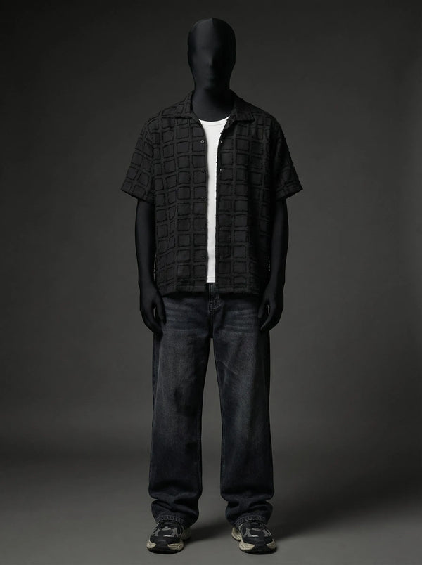 Black boxed Furr Knitted Shirt