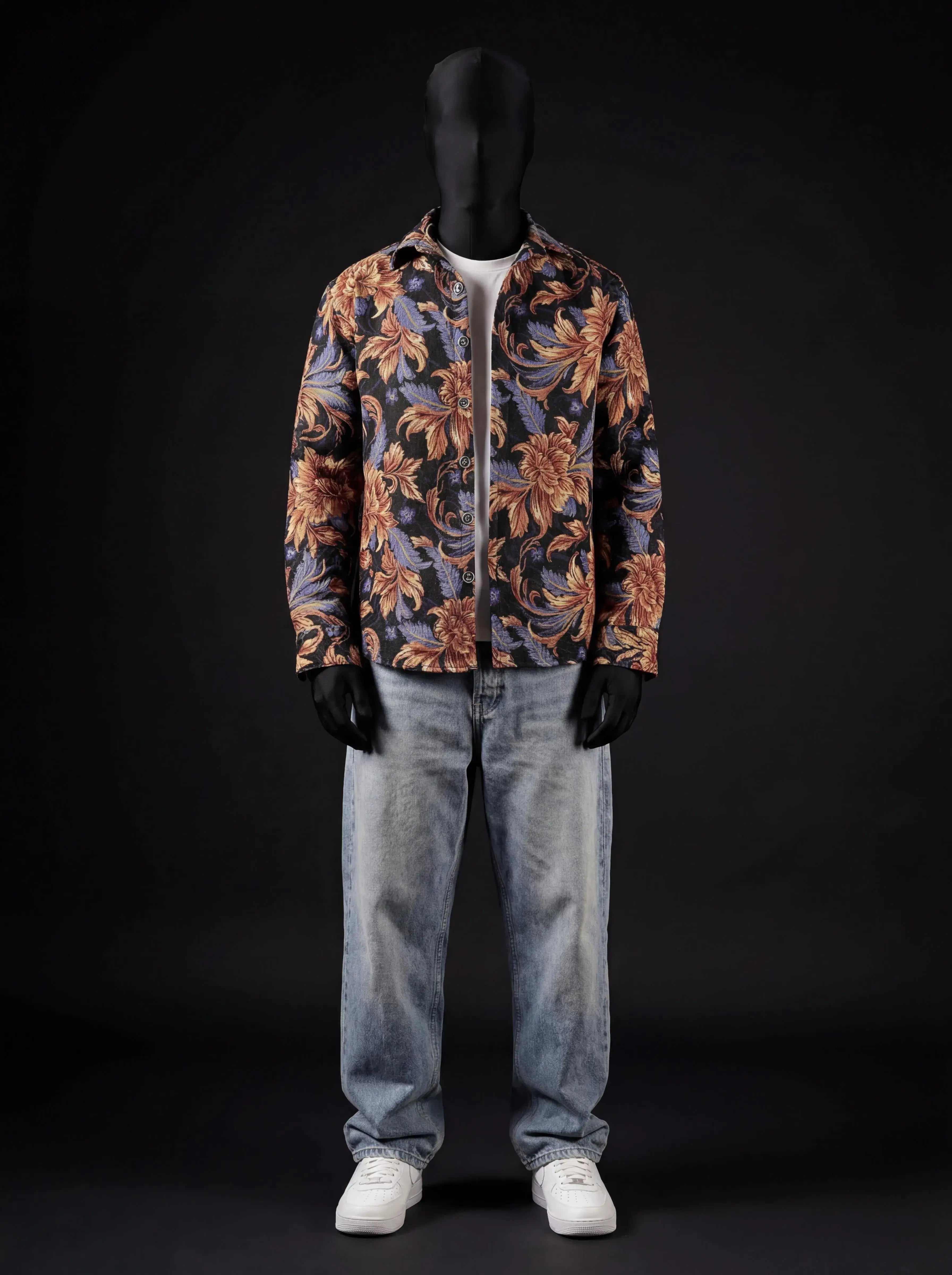 Baroque Bloom Shacket – Cotton Collared Overshirt