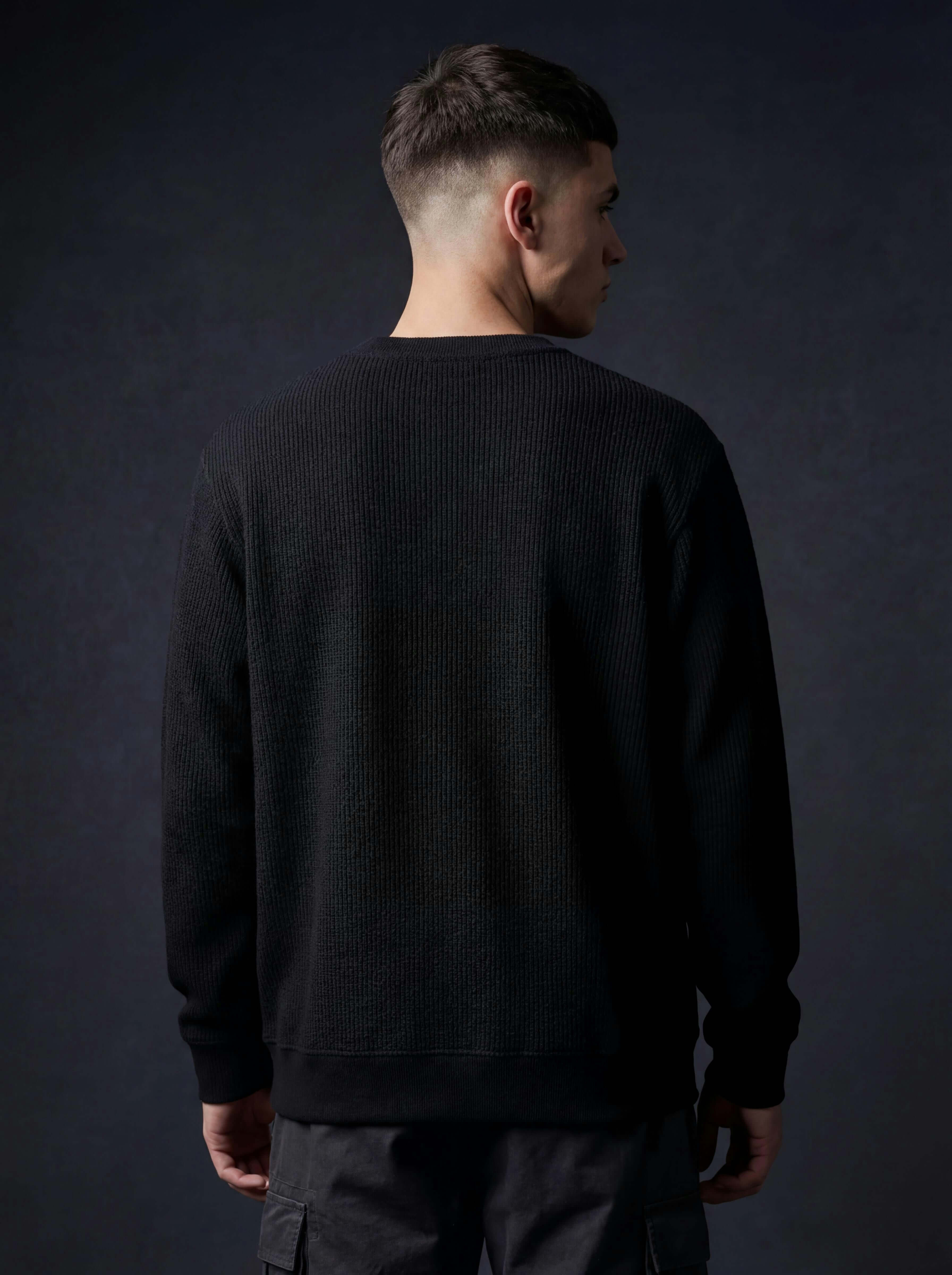 Daily Luxe Jacquard T-Shirt – Midnight Black