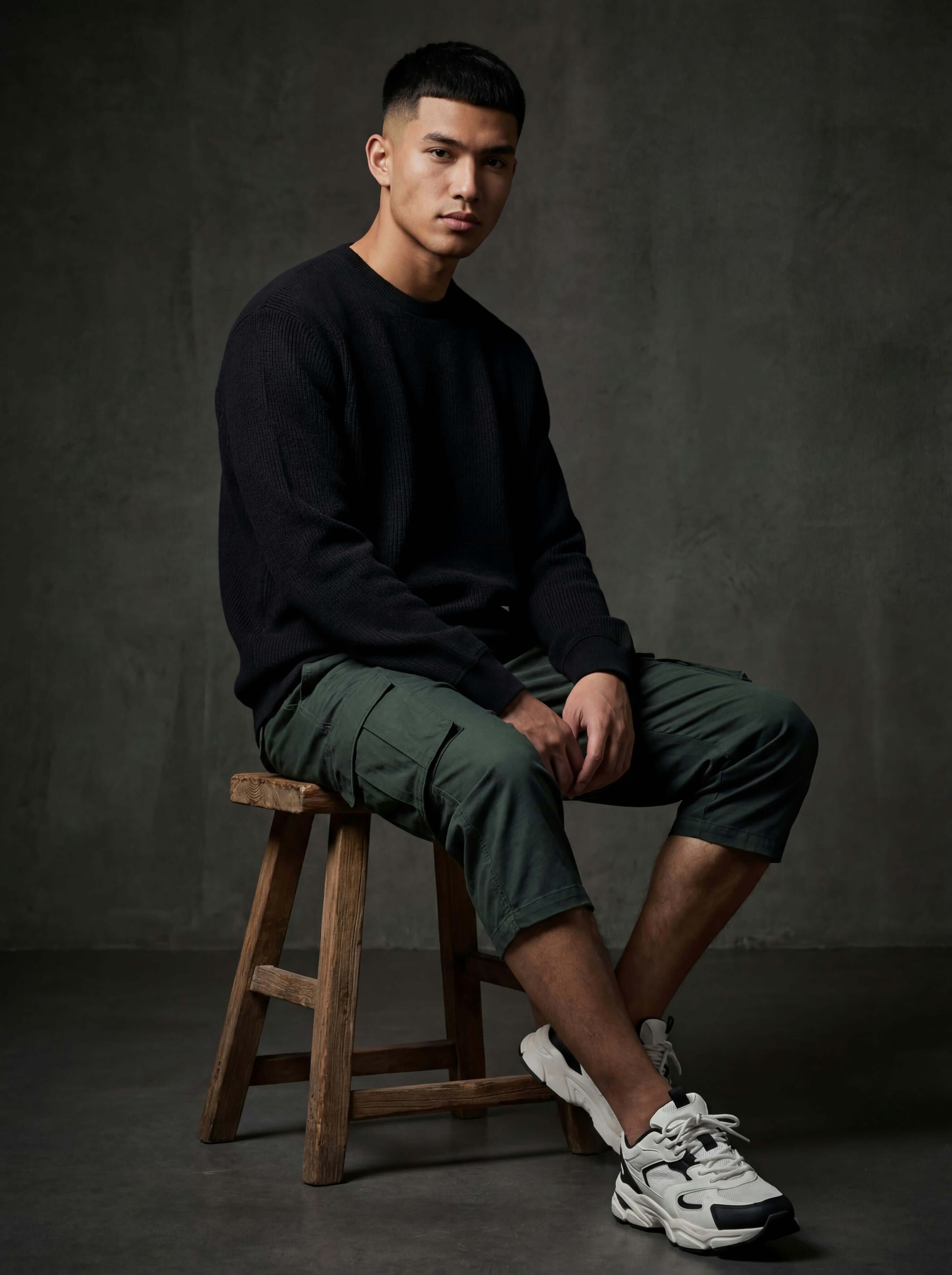 Daily Luxe Jacquard T-Shirt – Midnight Black