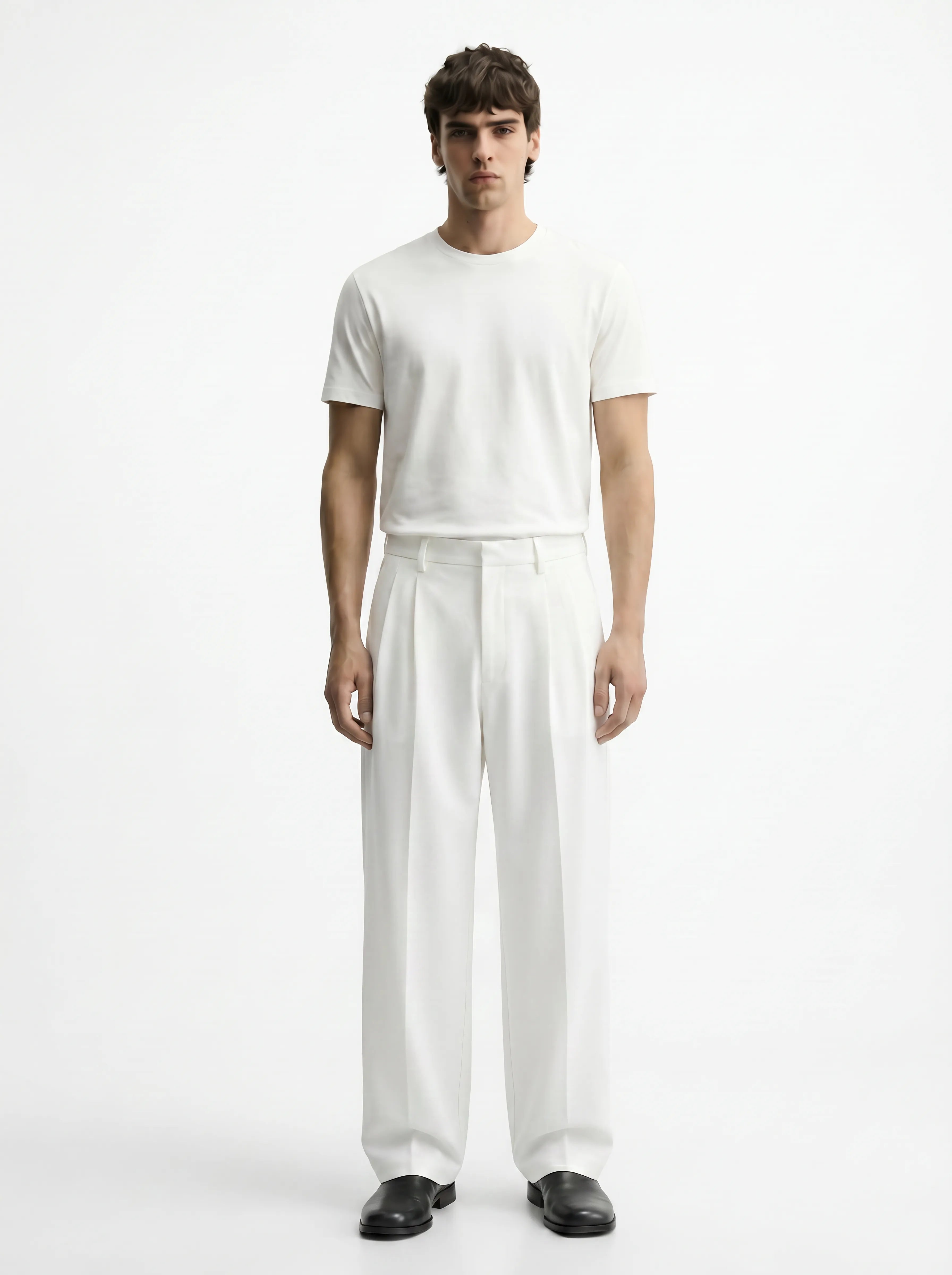 Ivory White Stretch Pants for Clean and Comfortable Streetwear