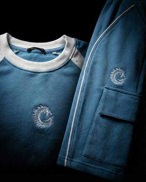 Steel Blue Heavyweight Tech-Terry Co-ord Set