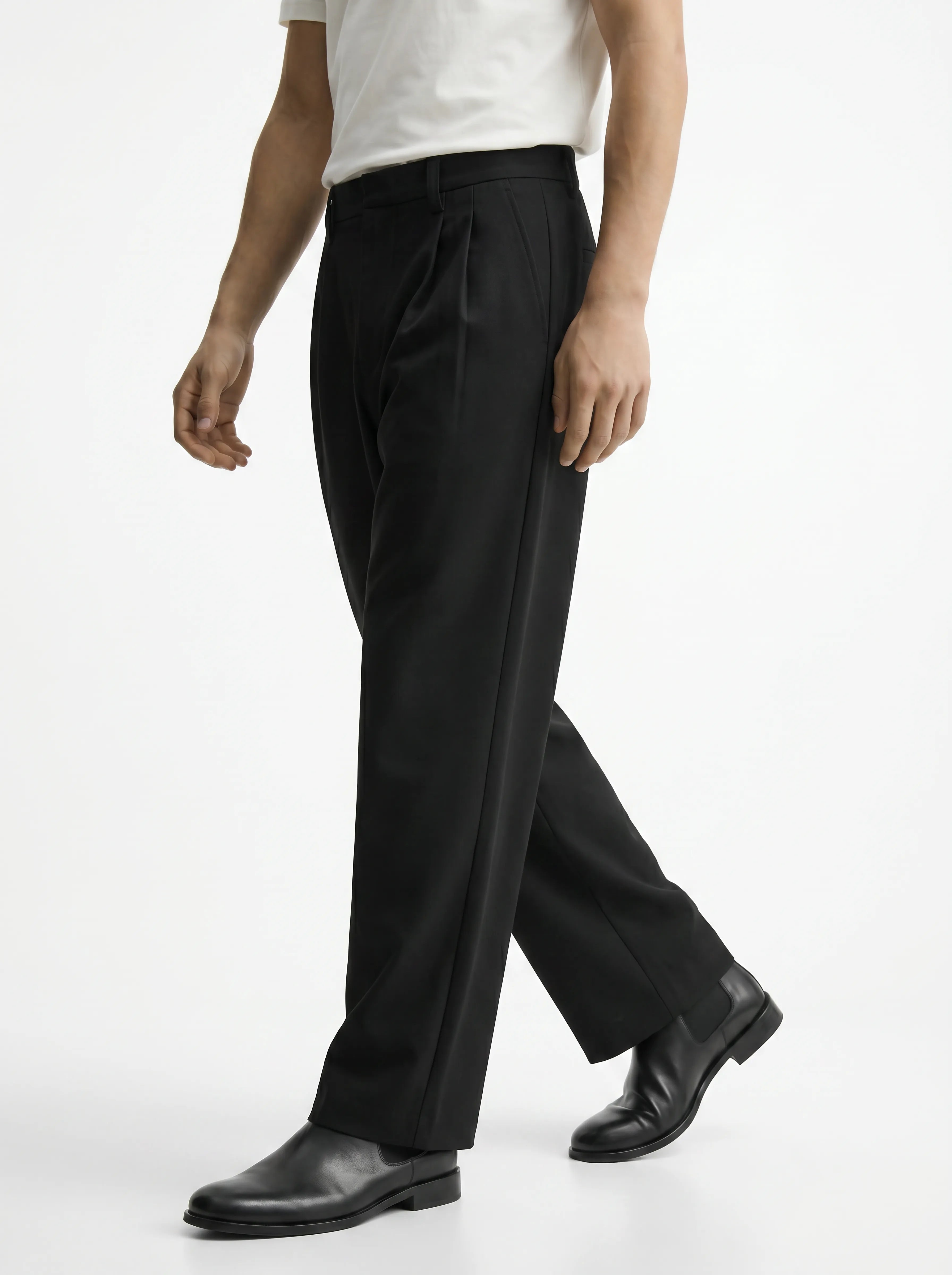 Jet Black Stretch Pants for Sleek Everyday Streetwear Comfort