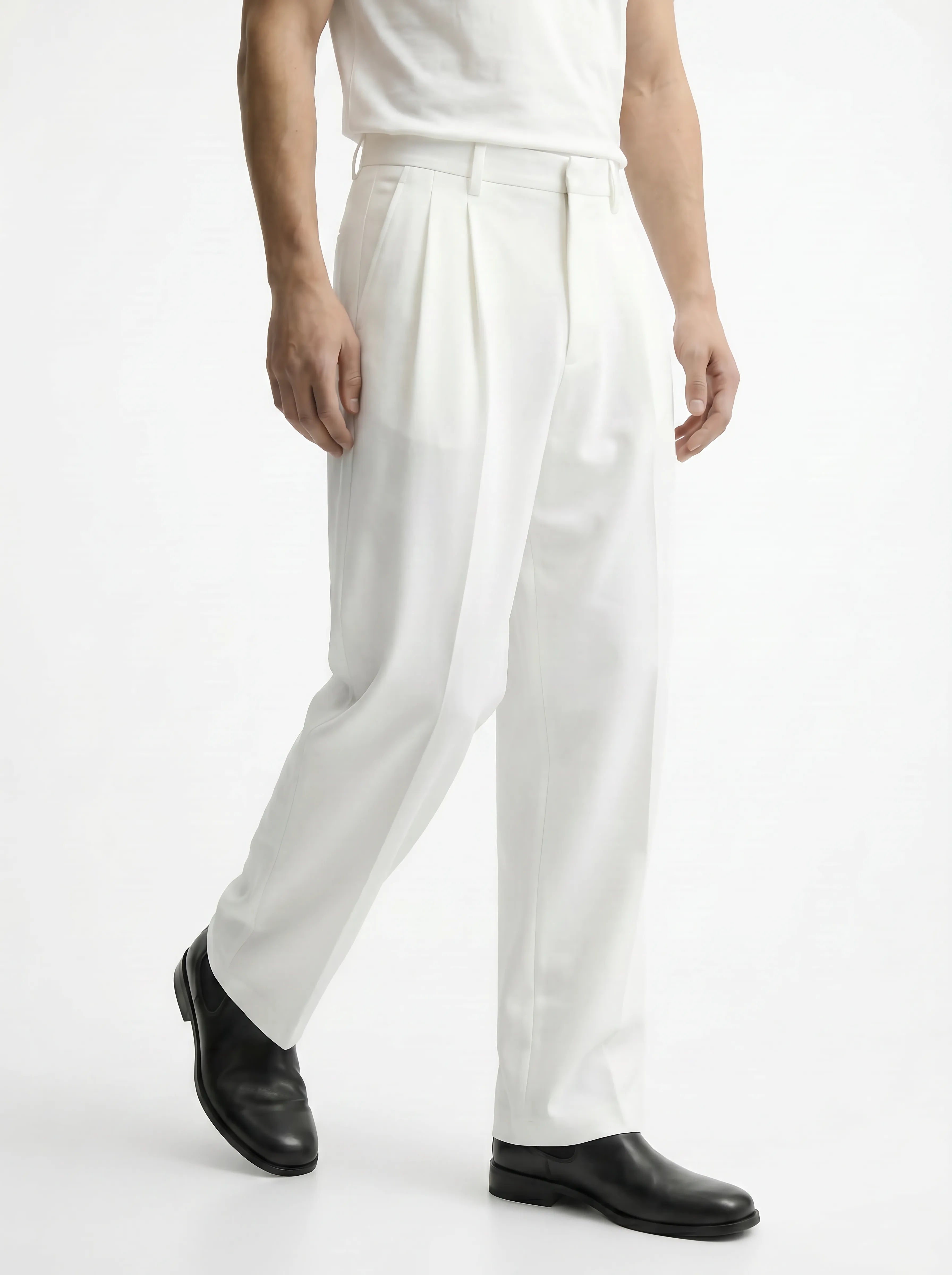 Ivory White Stretch Pants for Clean and Comfortable Streetwear