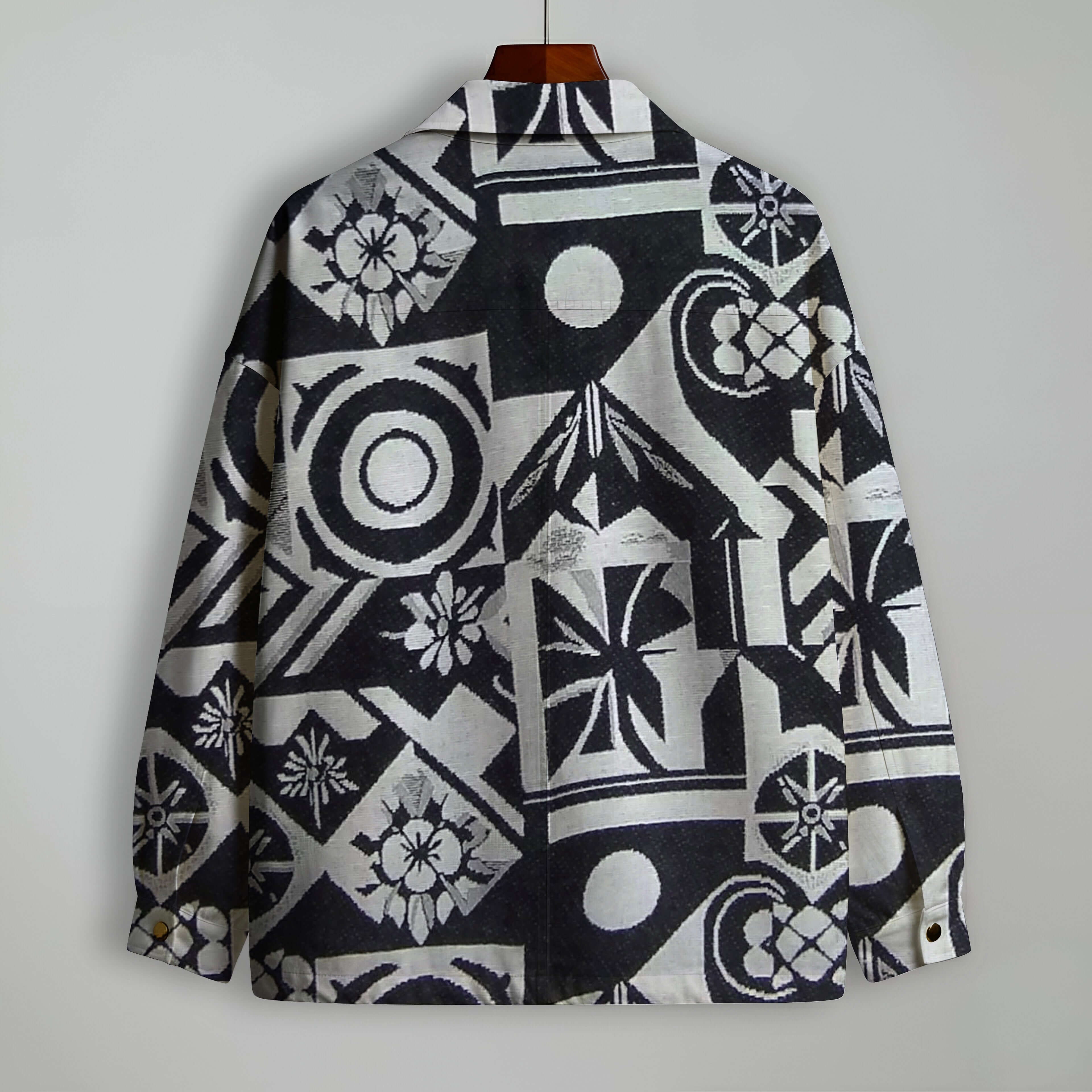 Graphic Illusion Shacket – Comfortable Jacquard Layer