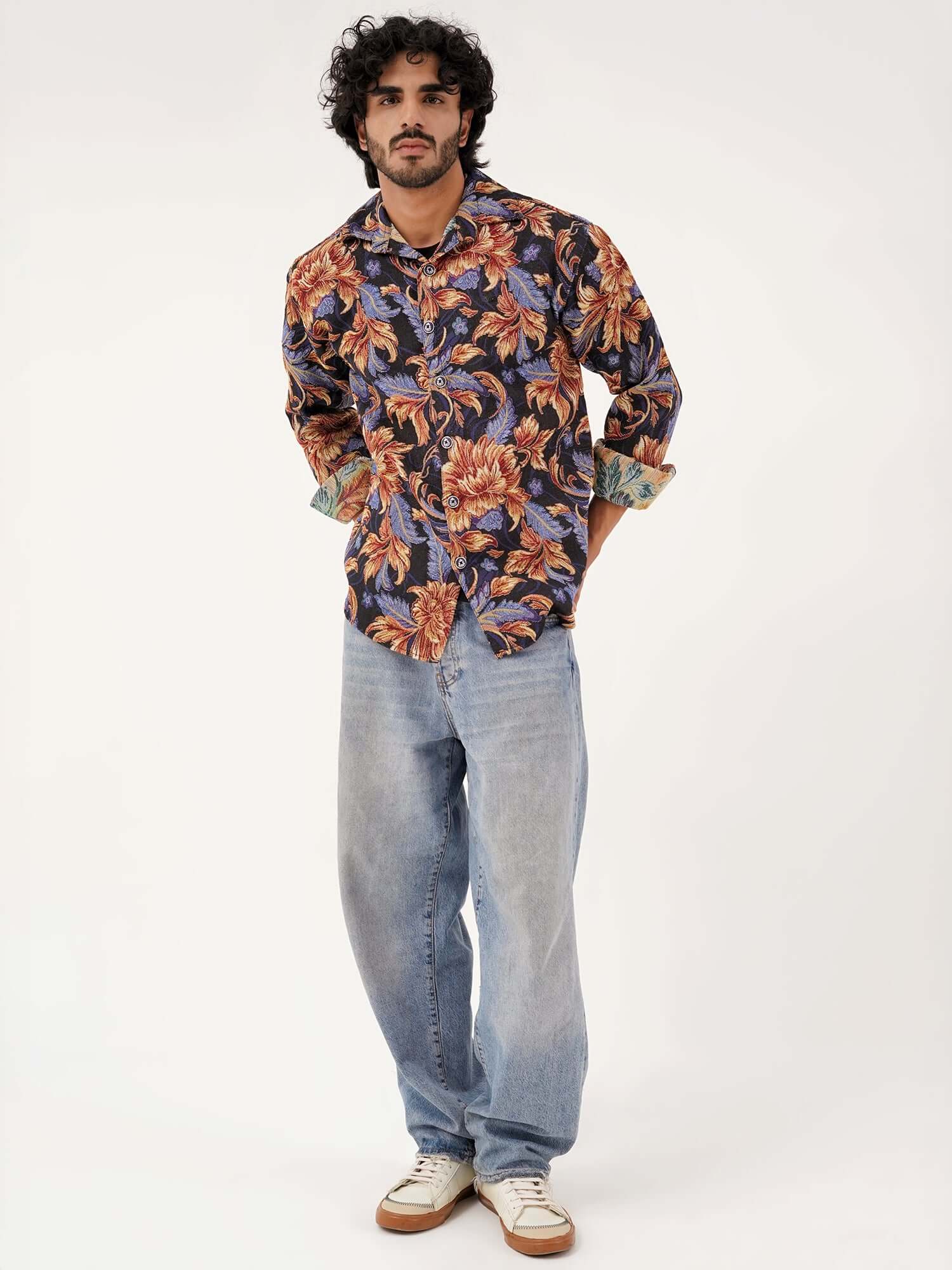 Baroque Bloom Shacket – Cotton Collared Overshirt - CLAZZEY