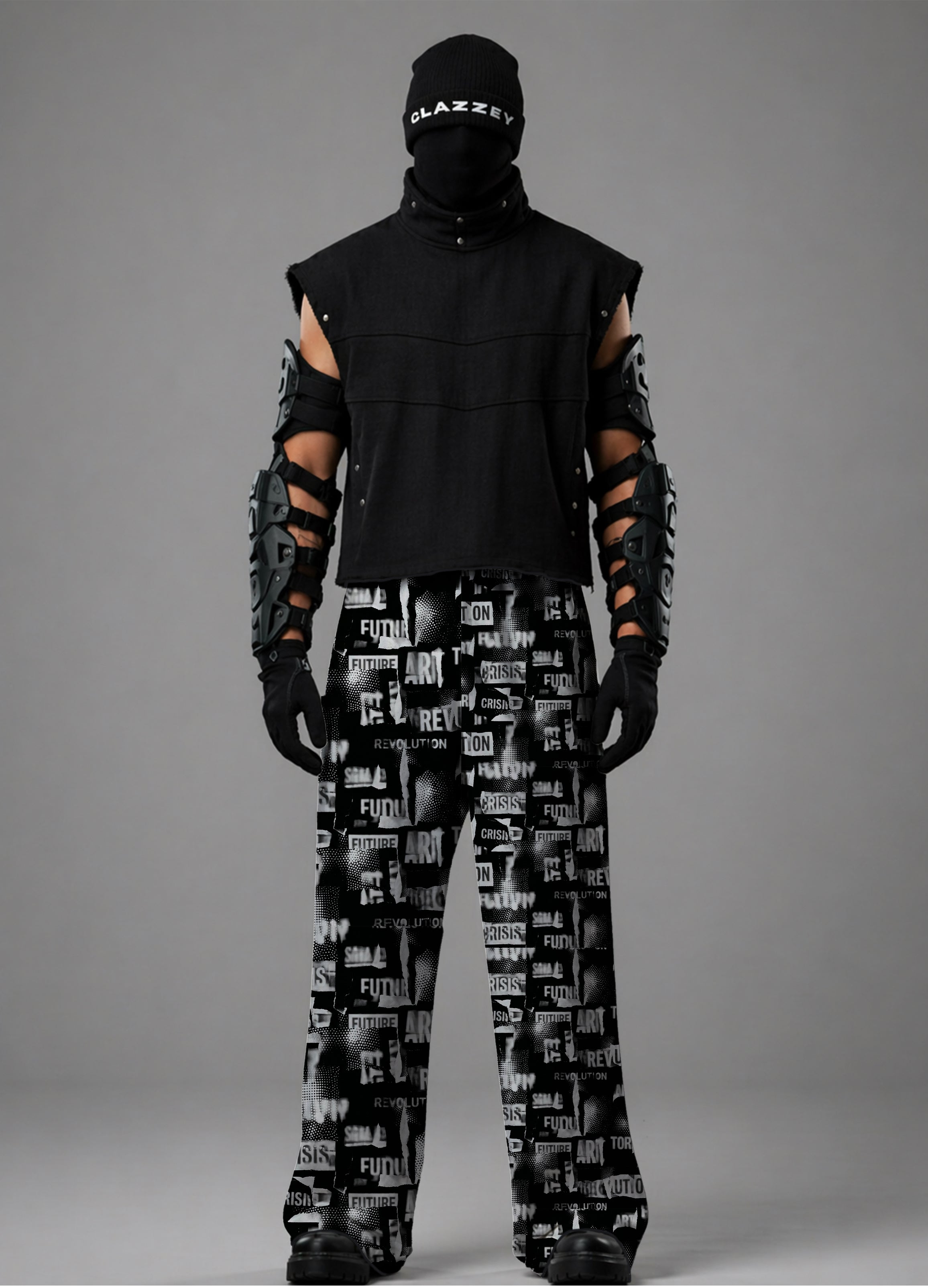 Revolt Print Baggy Pants