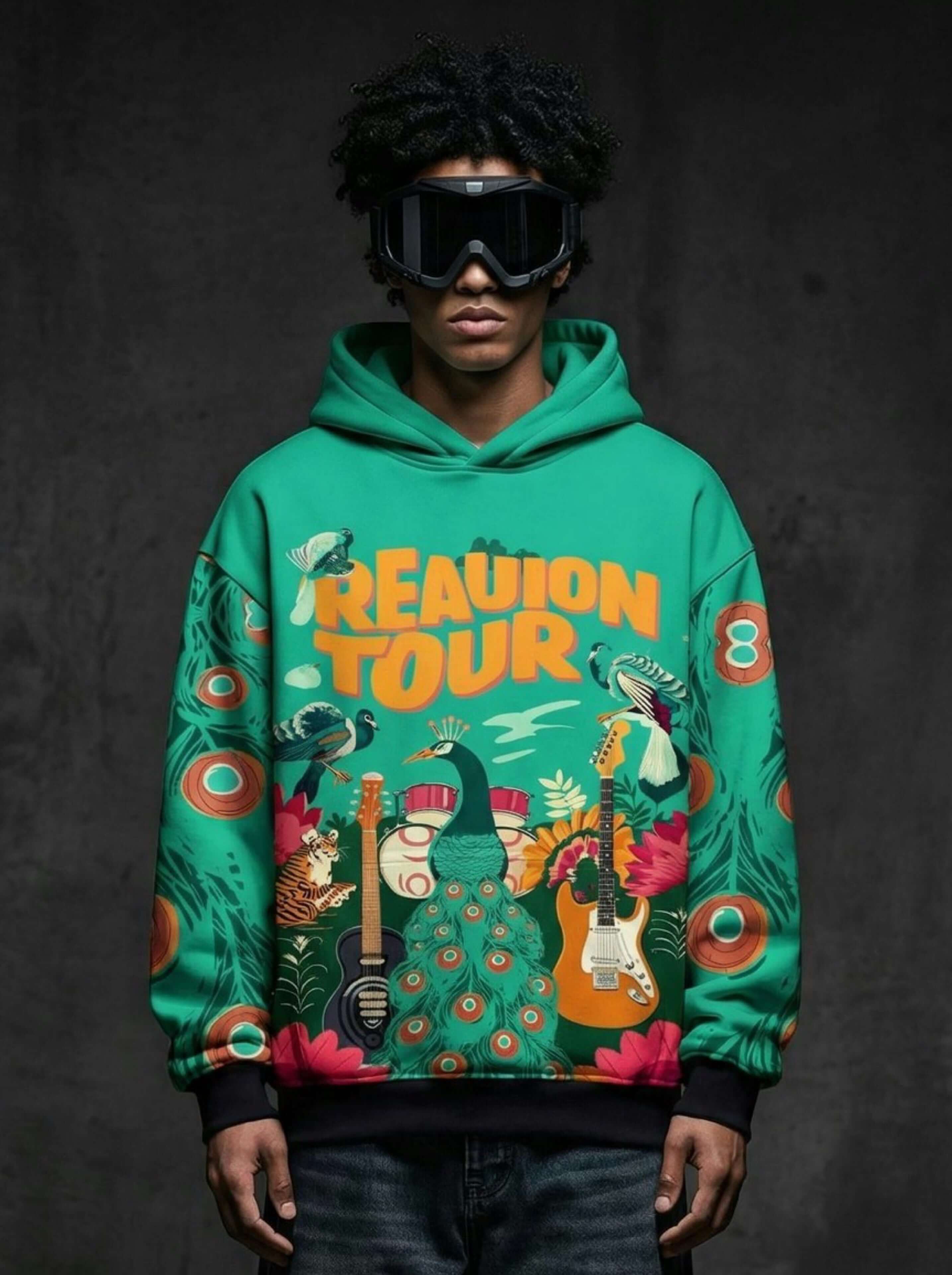 Reunion Tour Graphic Hoodie - Teal Groove Nation All-Over Print
