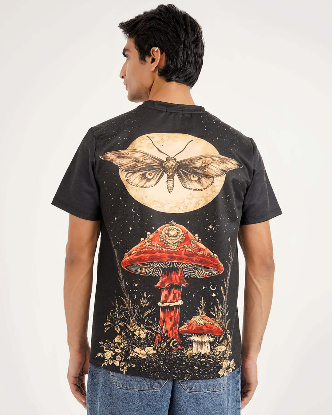 Dark Bloom Printed Tee – Floral Graphic Cotton T-Shirt