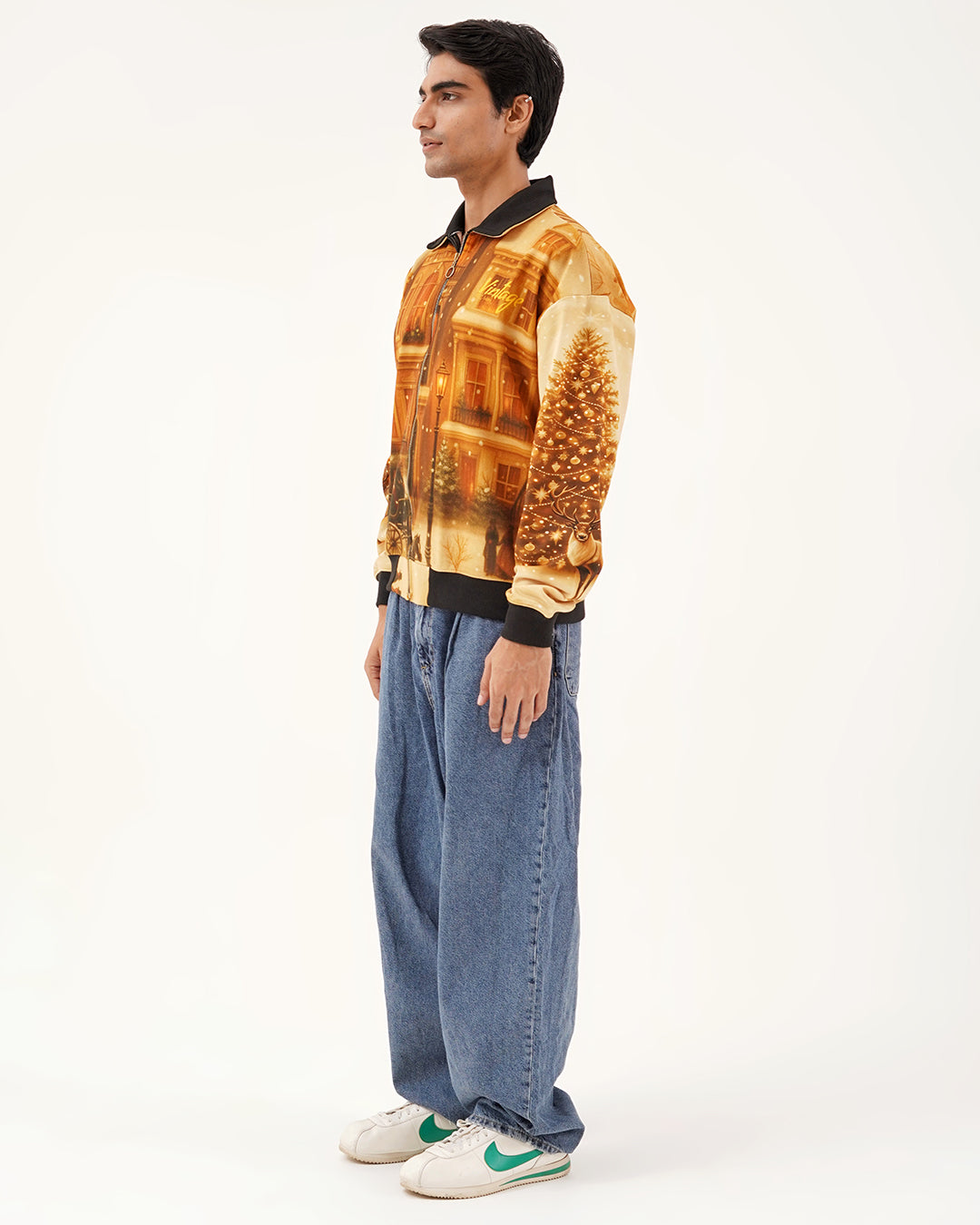 Vintage Golden Hour Fur-Lined  Zip-Up Jacket