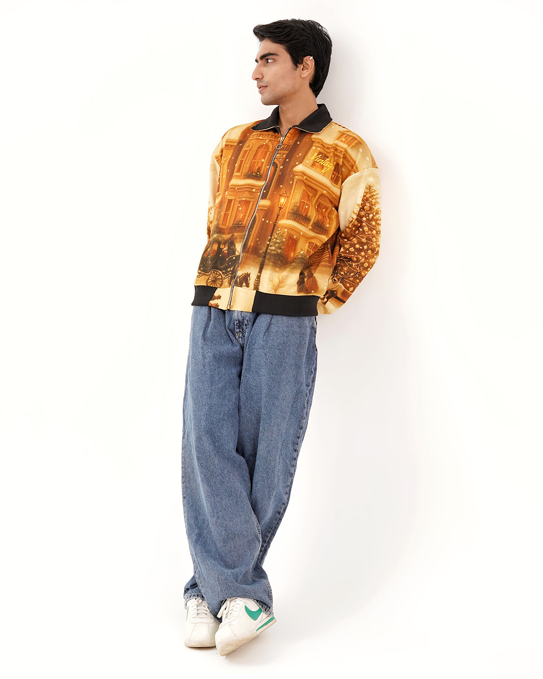 Vintage Golden Hour Fur-Lined  Zip-Up Jacket