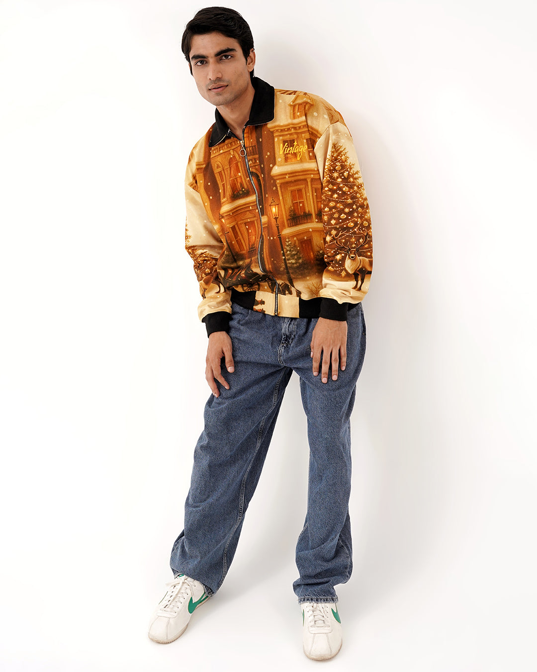 Vintage Golden Hour Fur-Lined  Zip-Up Jacket