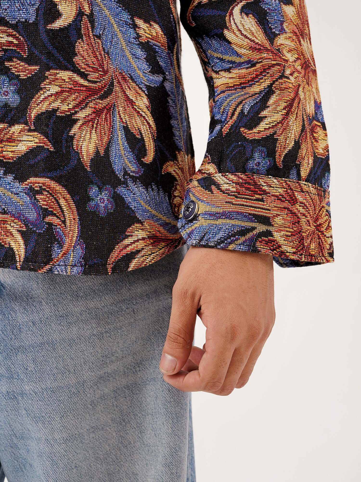 Baroque Bloom Shacket – Cotton Collared Overshirt