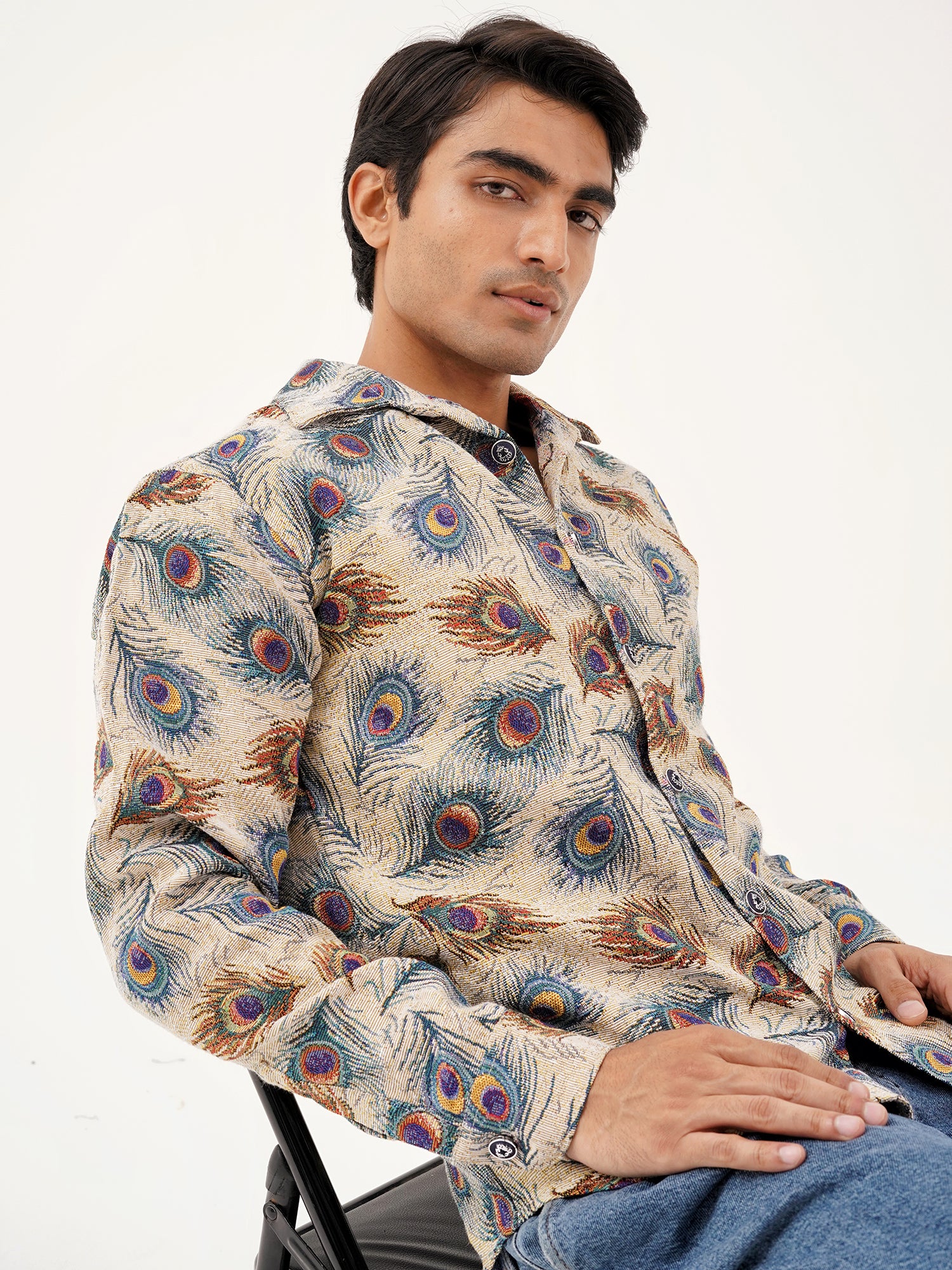 Rajwada Feathers Shacket – Premium Collared Jackets