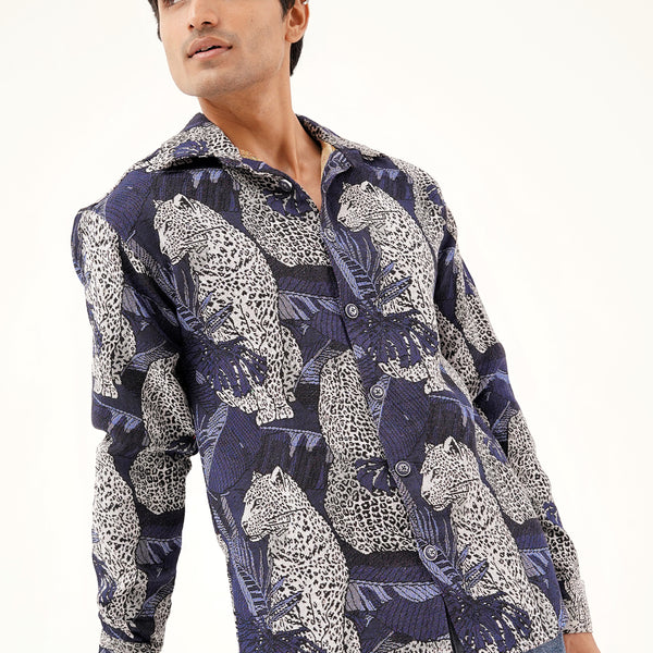 Leopard’s Lair Shacket – Luxury Jacquard Jacket