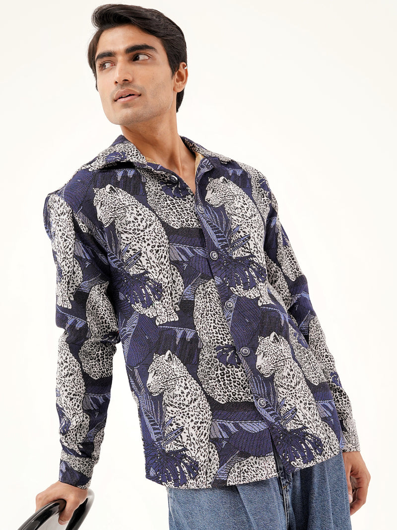 Leopard’s Lair Shacket – Luxury Jacquard Jacket