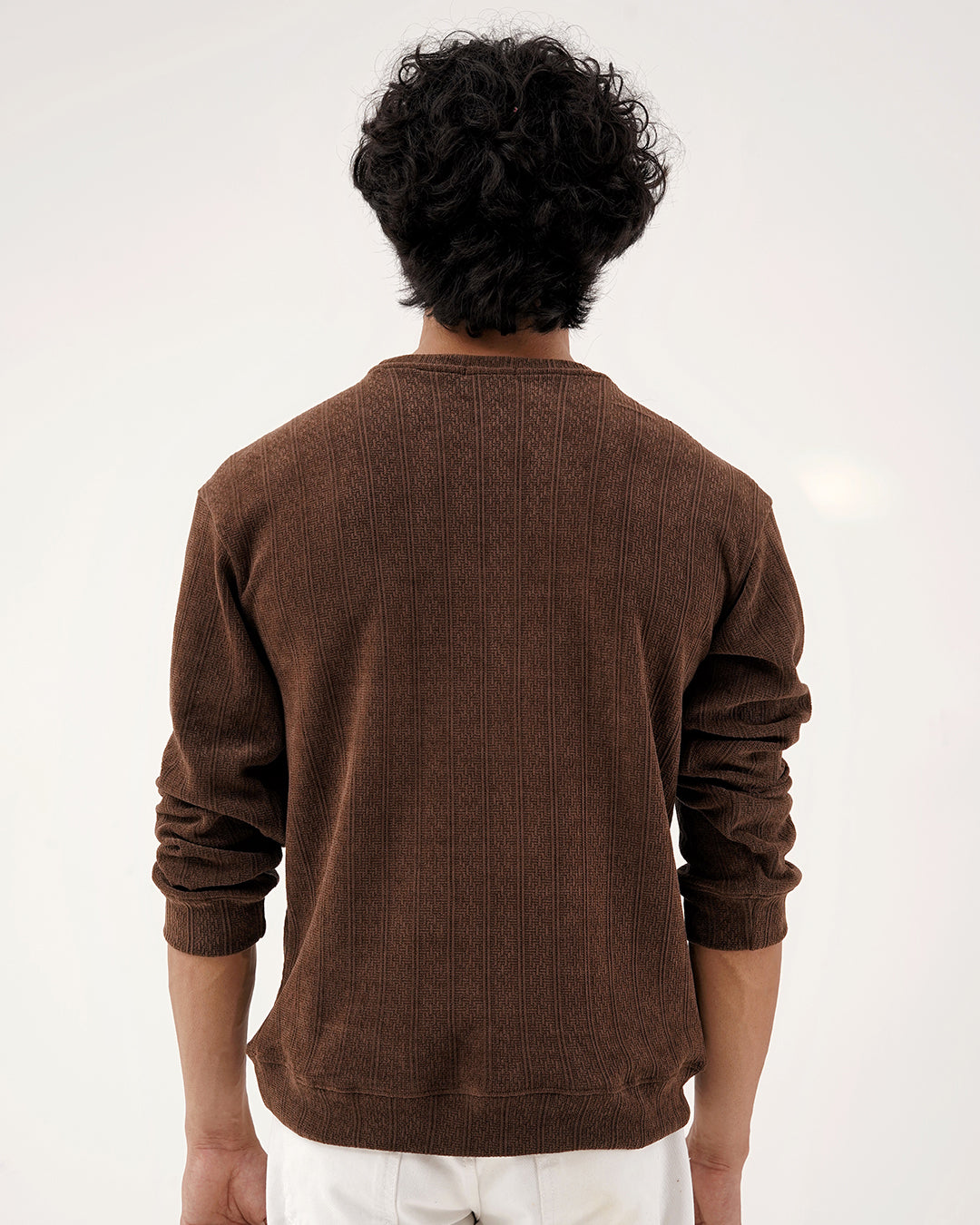Daily Luxe Jacquard Sweatshirt – Chestnut Brown