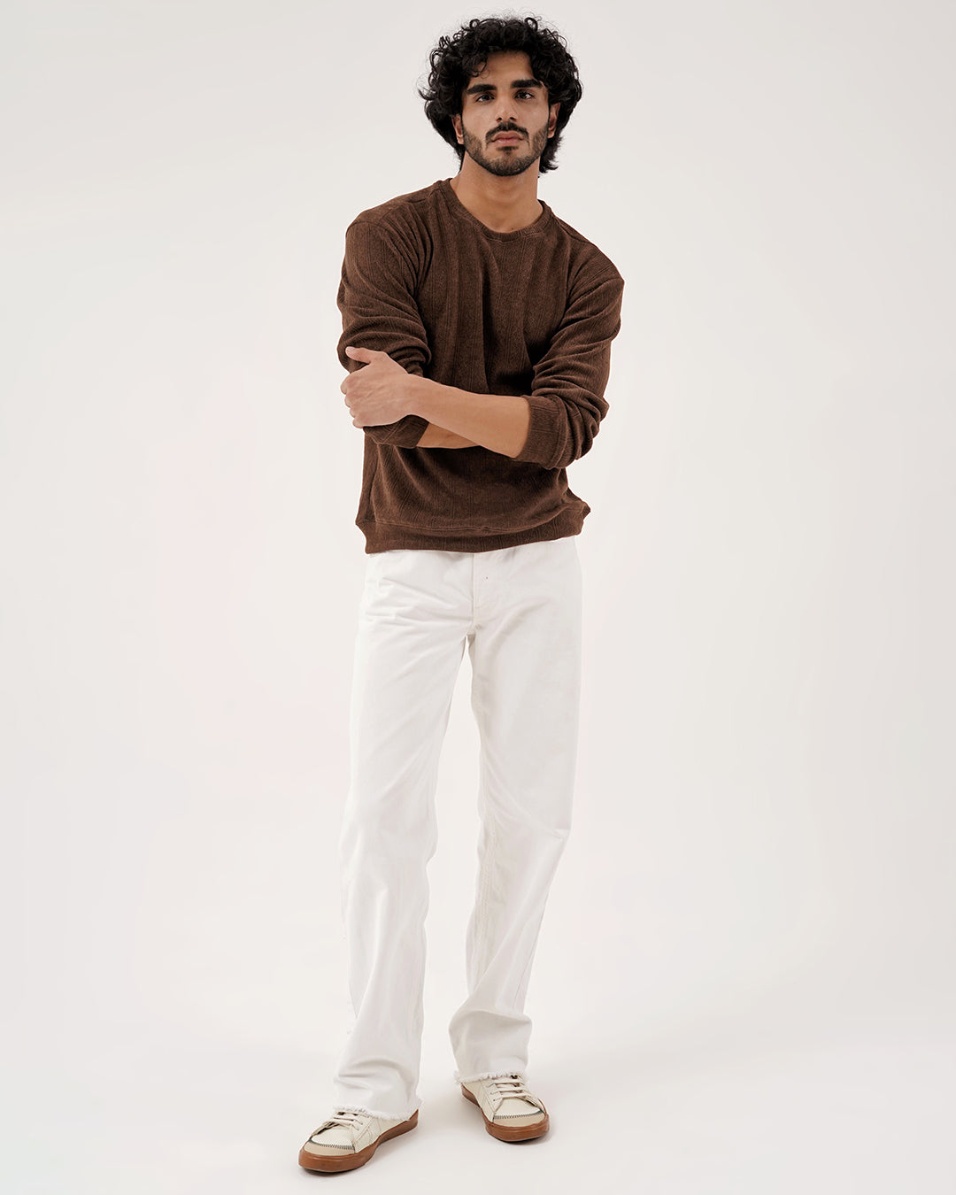 Daily Luxe Jacquard Sweatshirt – Chestnut Brown