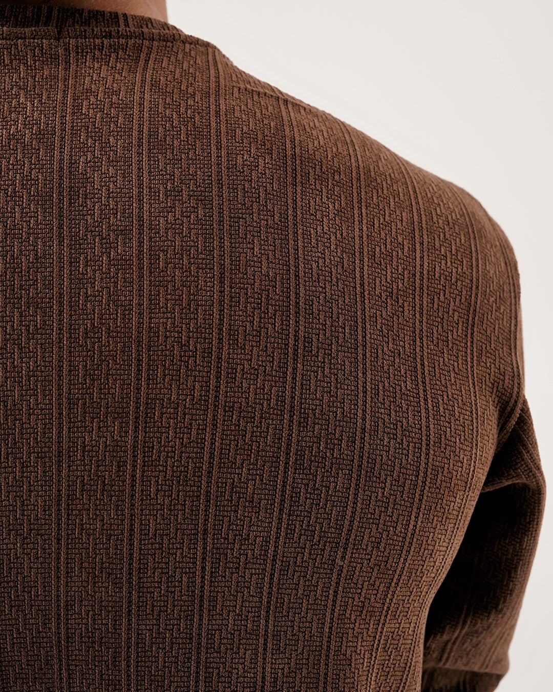 Daily Luxe Jacquard Sweatshirt – Chestnut Brown
