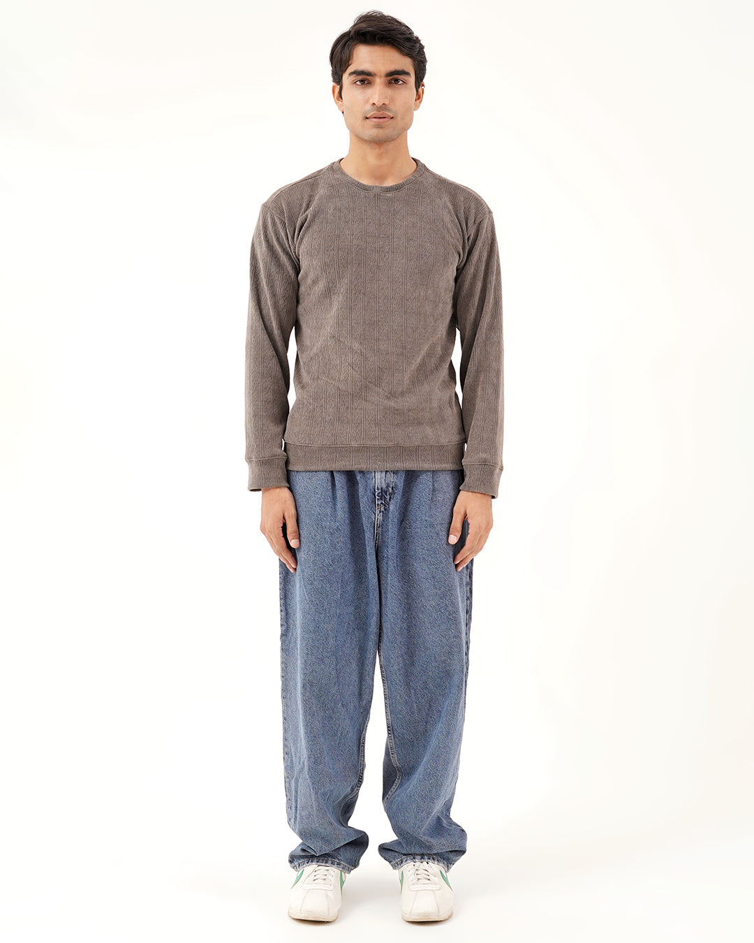Daily Luxe Jacquard Sweatshirt – Stone Grey
