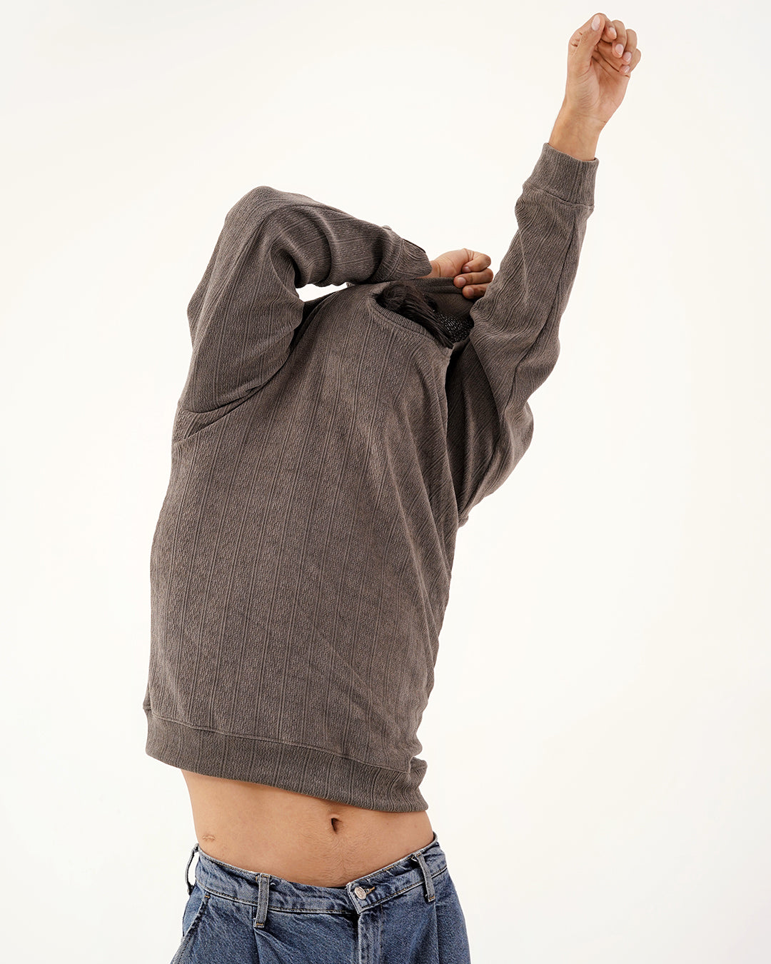 Daily Luxe Jacquard Sweatshirt – Stone Grey