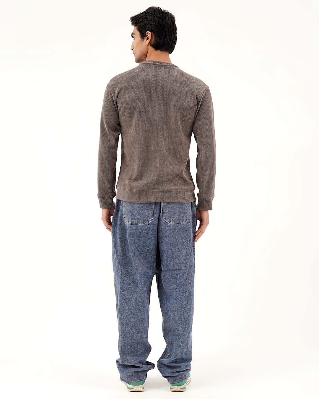 Stone Grey Daily Luxe Jacquard Sweatshirt – cozy winter layering piece for cold weather outfits